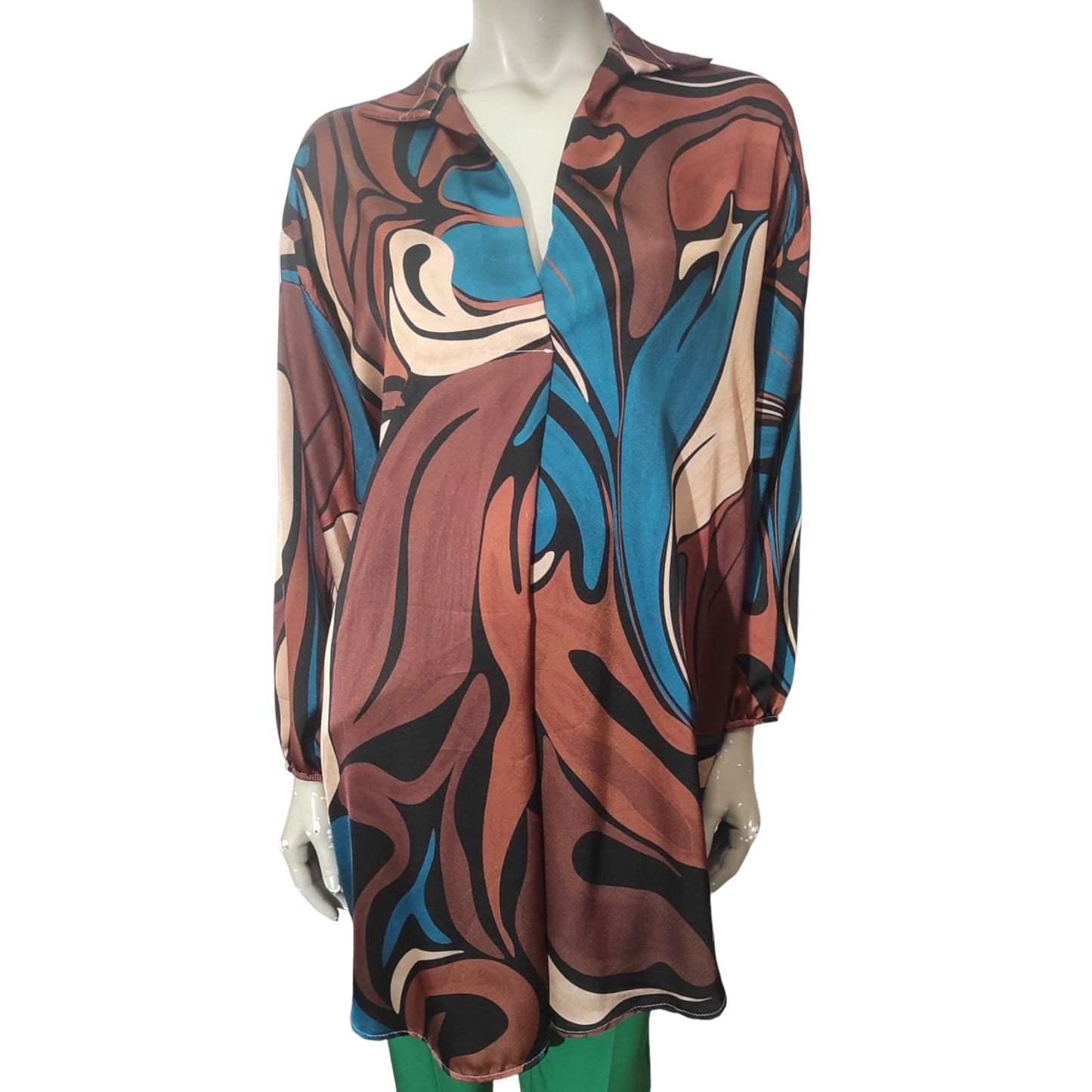 Extra long printed tunic