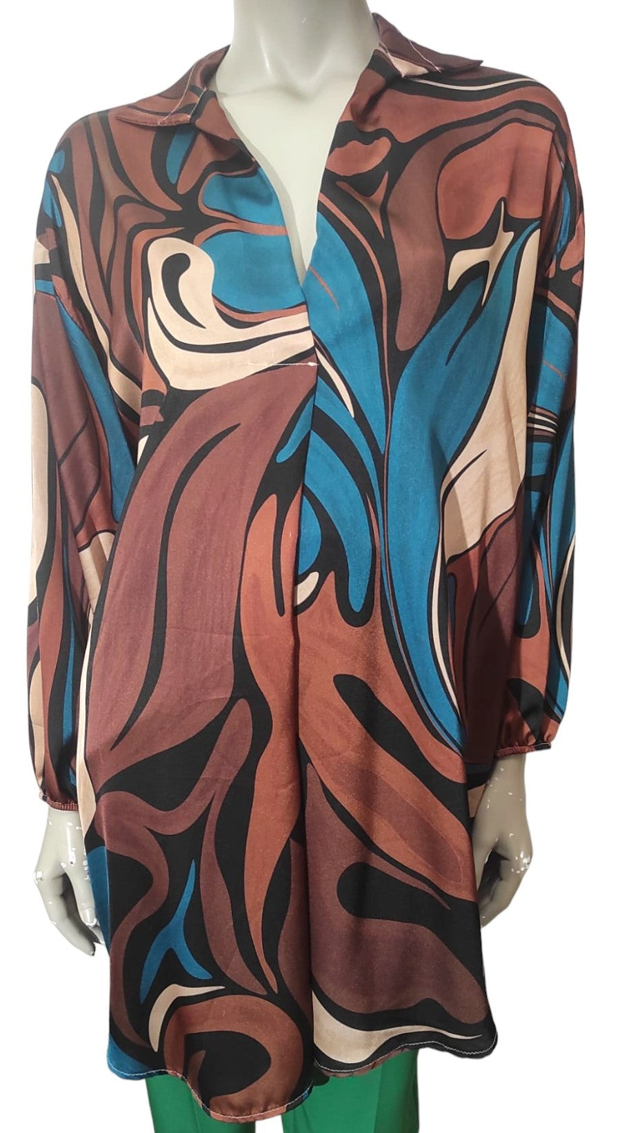 Extra long printed tunic