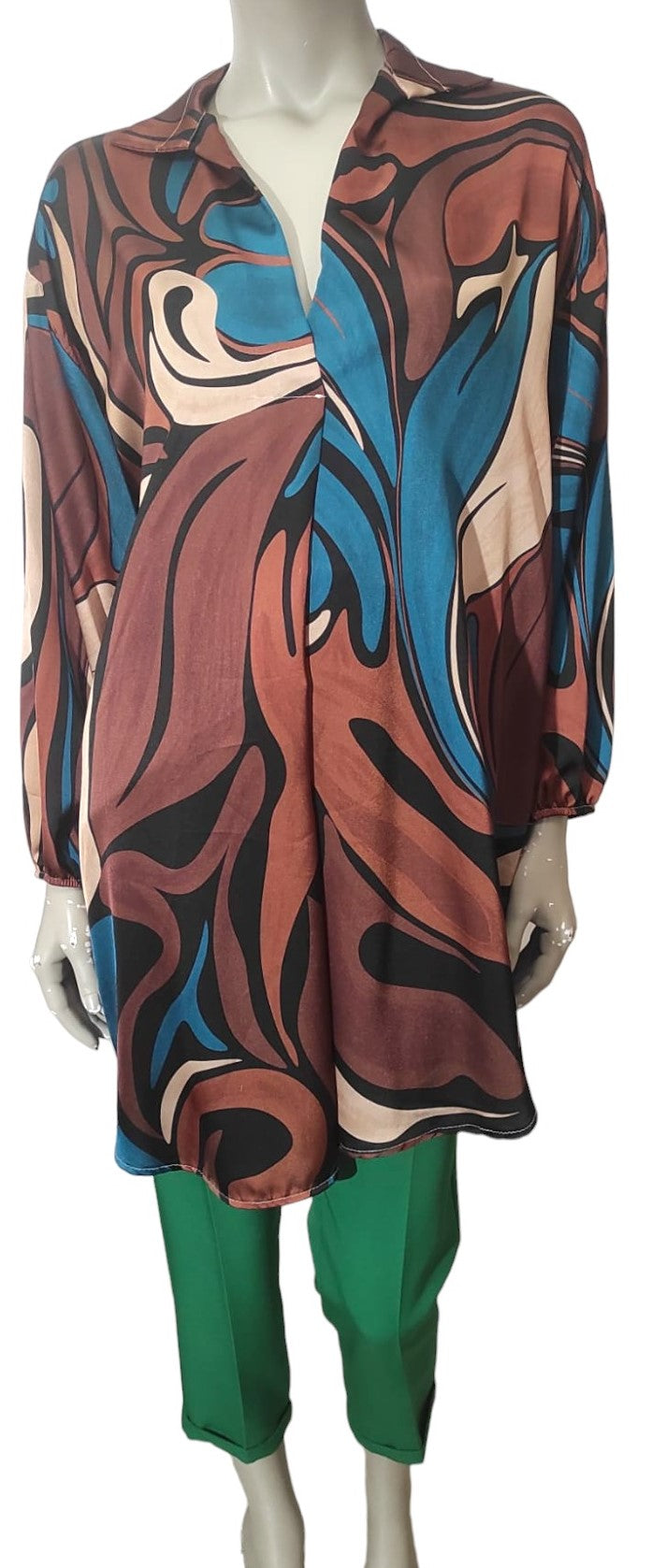 Extra long printed tunic