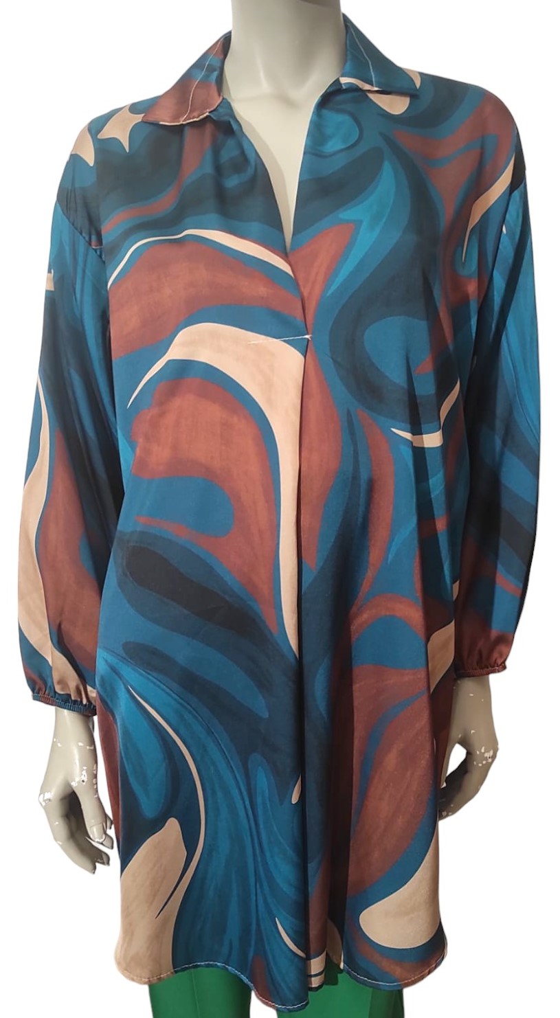 Extra long printed tunic