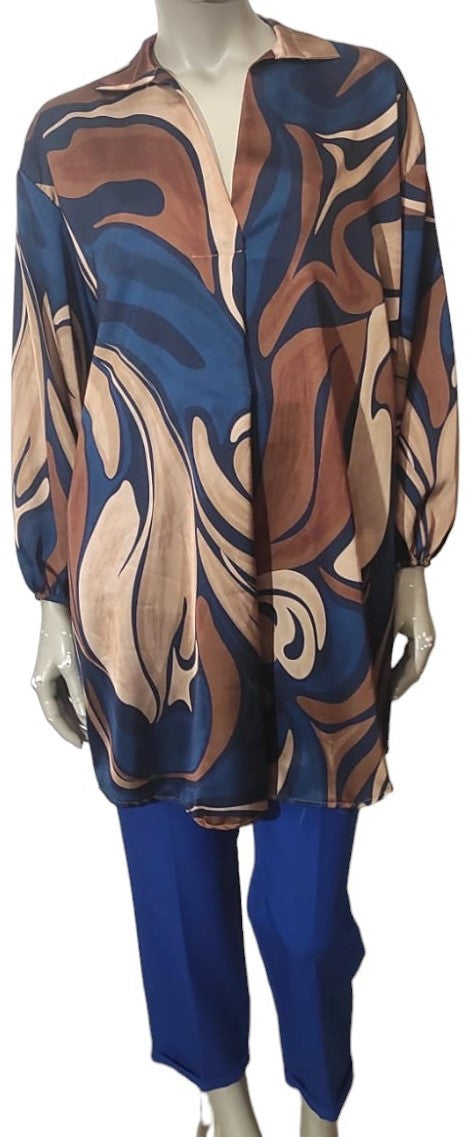 Extra long printed tunic