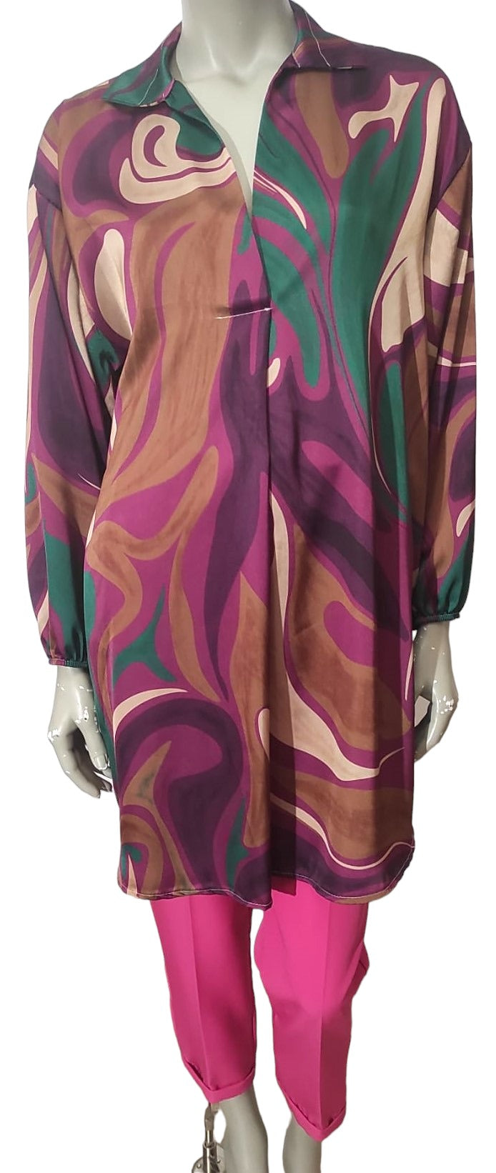 Extra long printed tunic