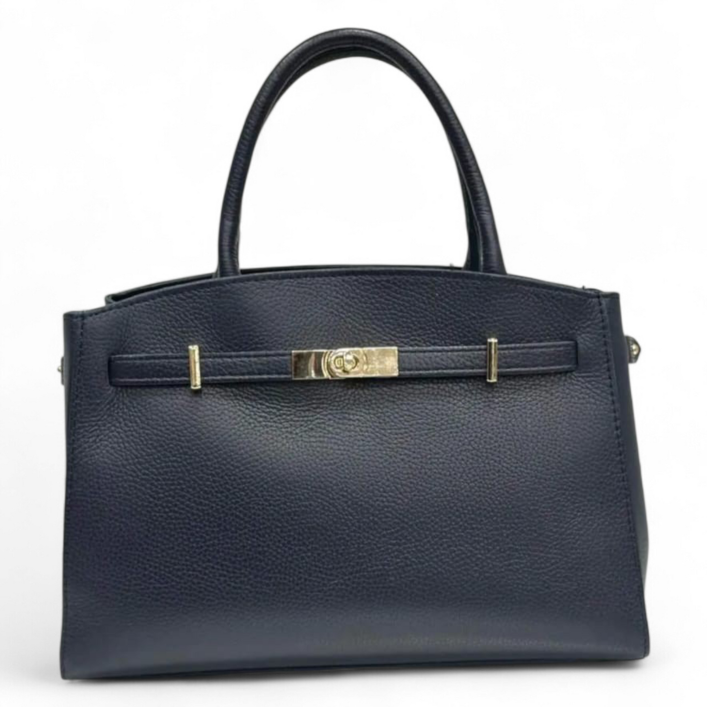 Sac à main en cuir véritable noir – Fermoir doré – Made in Italy – G&S Boutique