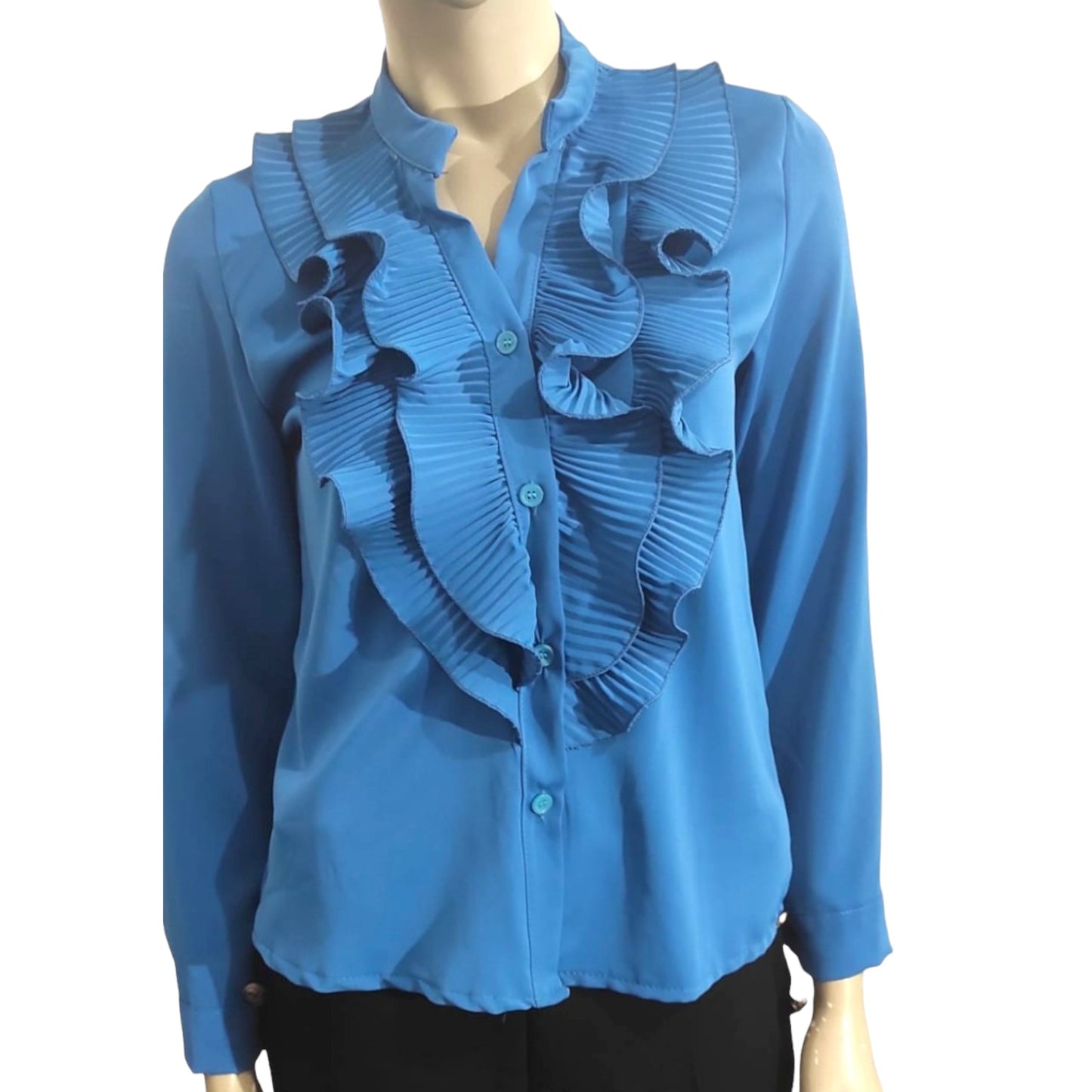 Ruffled blouse, long sleeves