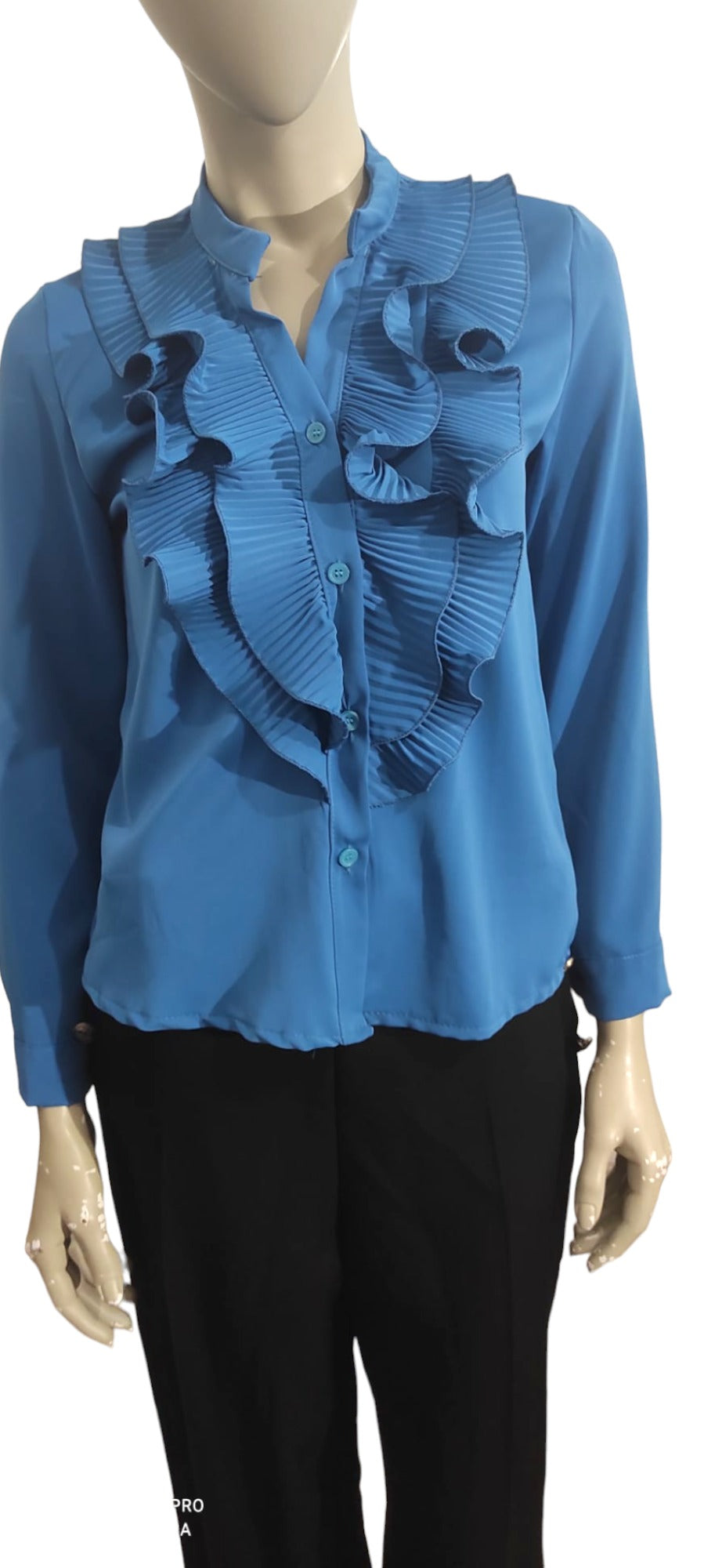 Ruffled blouse, long sleeves