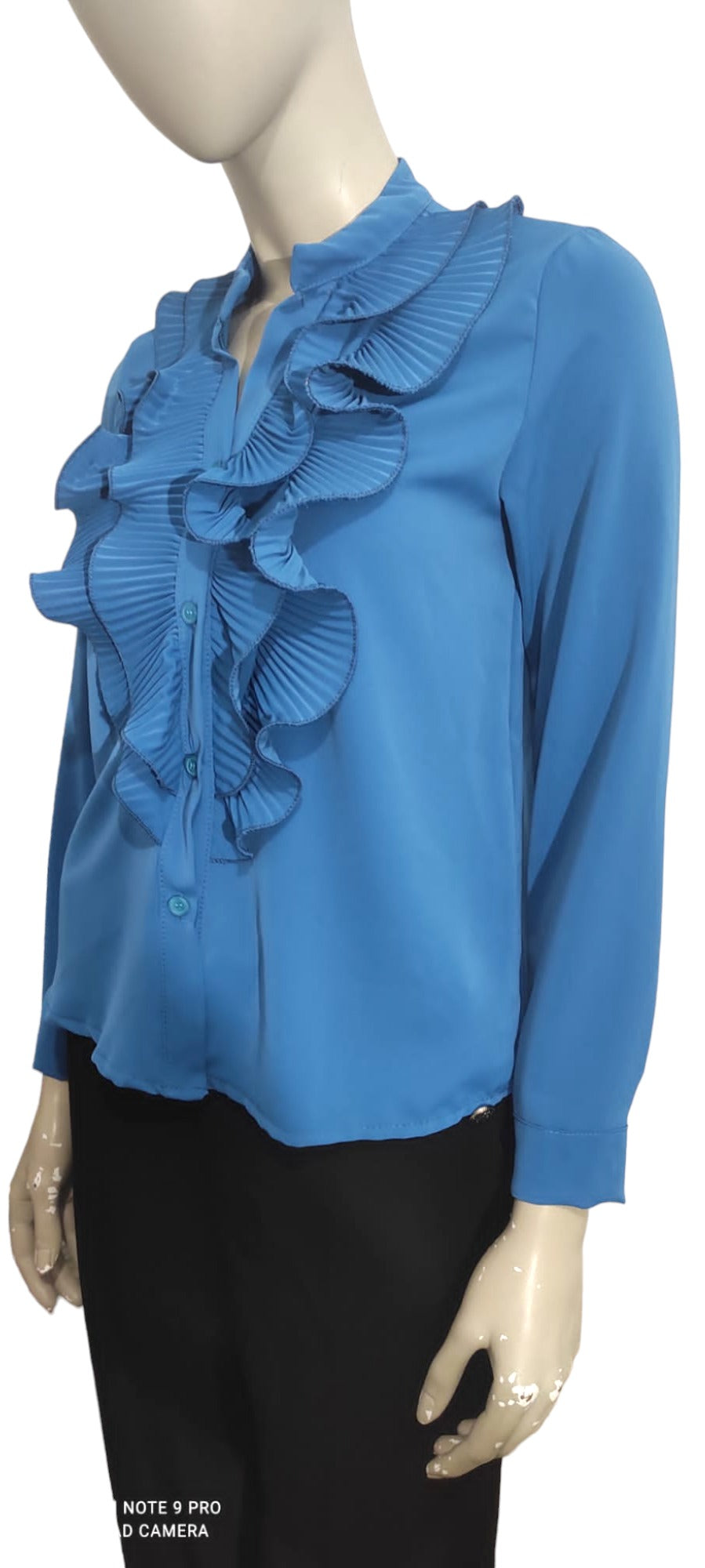 Ruffled blouse, long sleeves