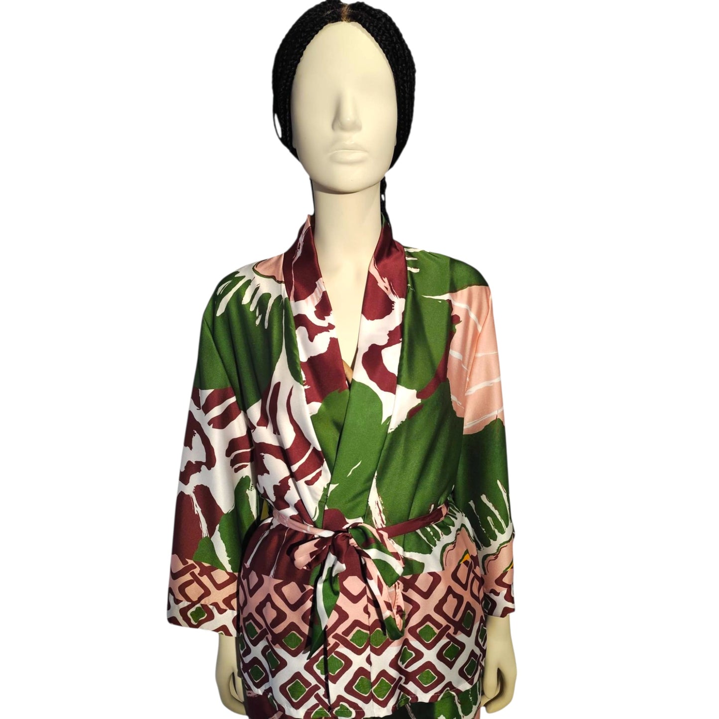 Ensemble Kimono en soie “Jungle Géométrique” – Vanis