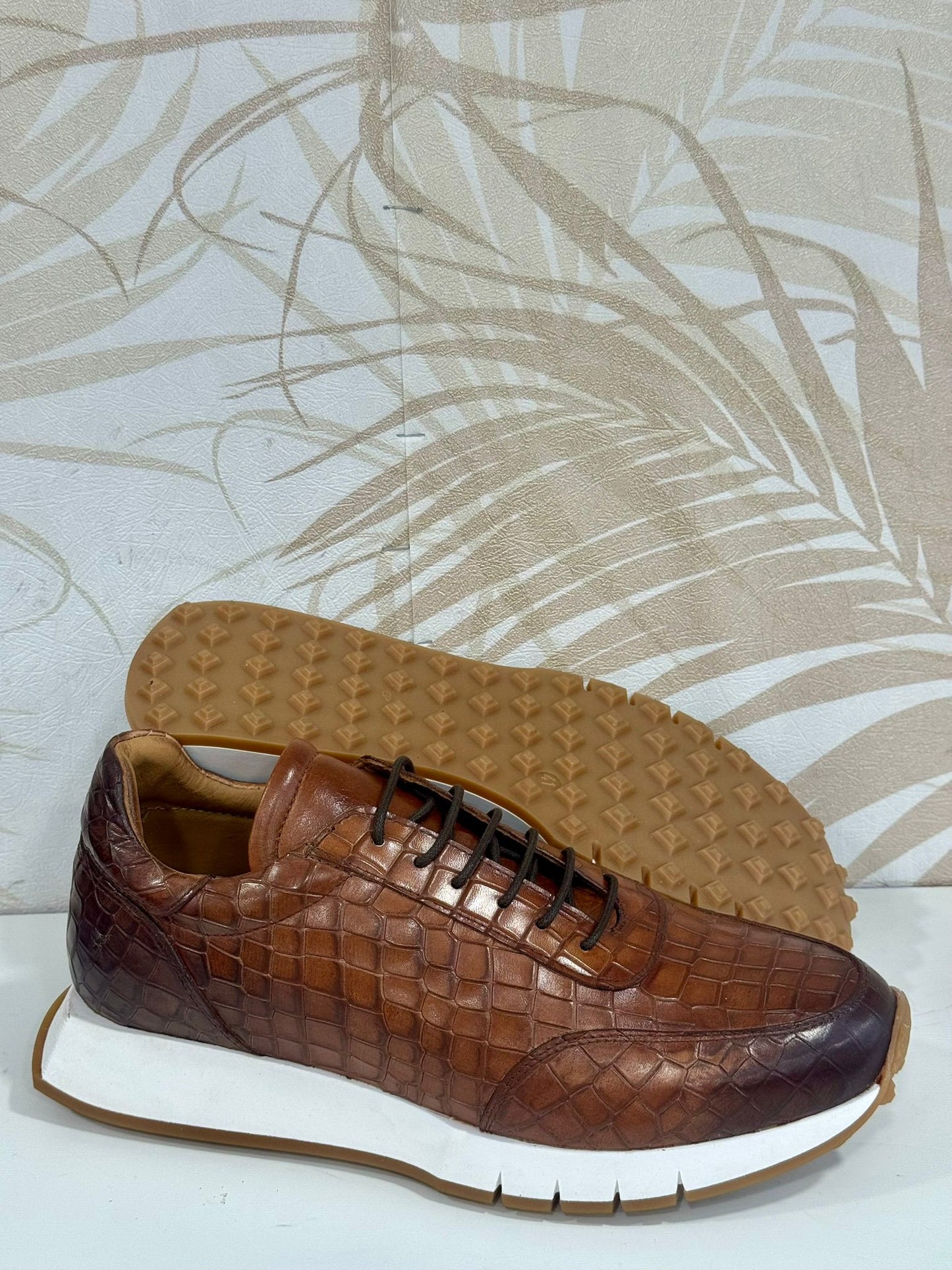 Sneakers Andrea Nobile croco Marron