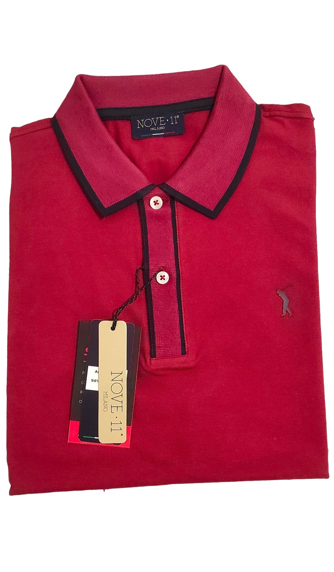 Red Pique Stretch Golf Polo Shirt for Men - NOVE.11.MILANO
