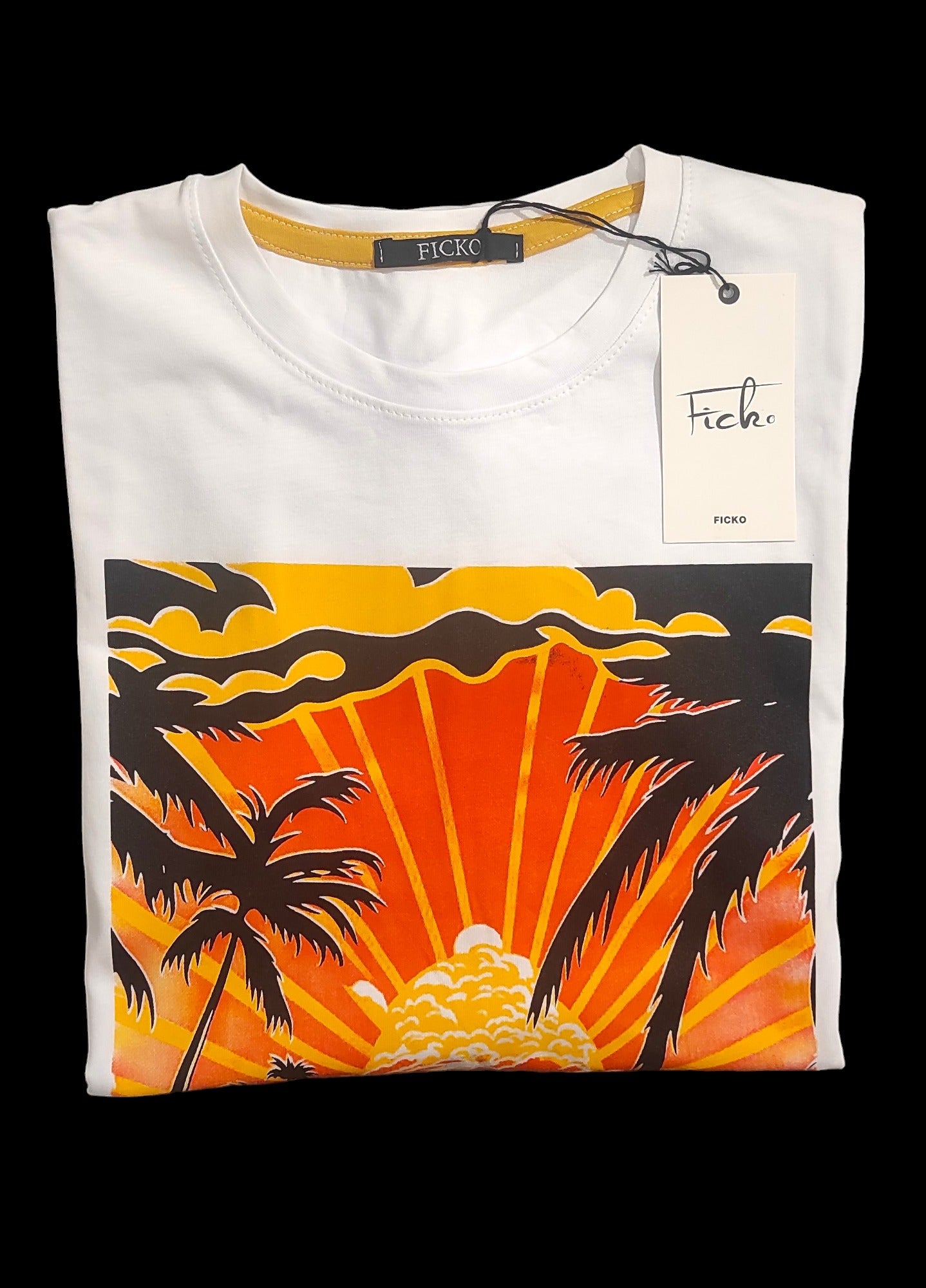 Ficko White Luxury Printed T-shirt for Men Made in Itay