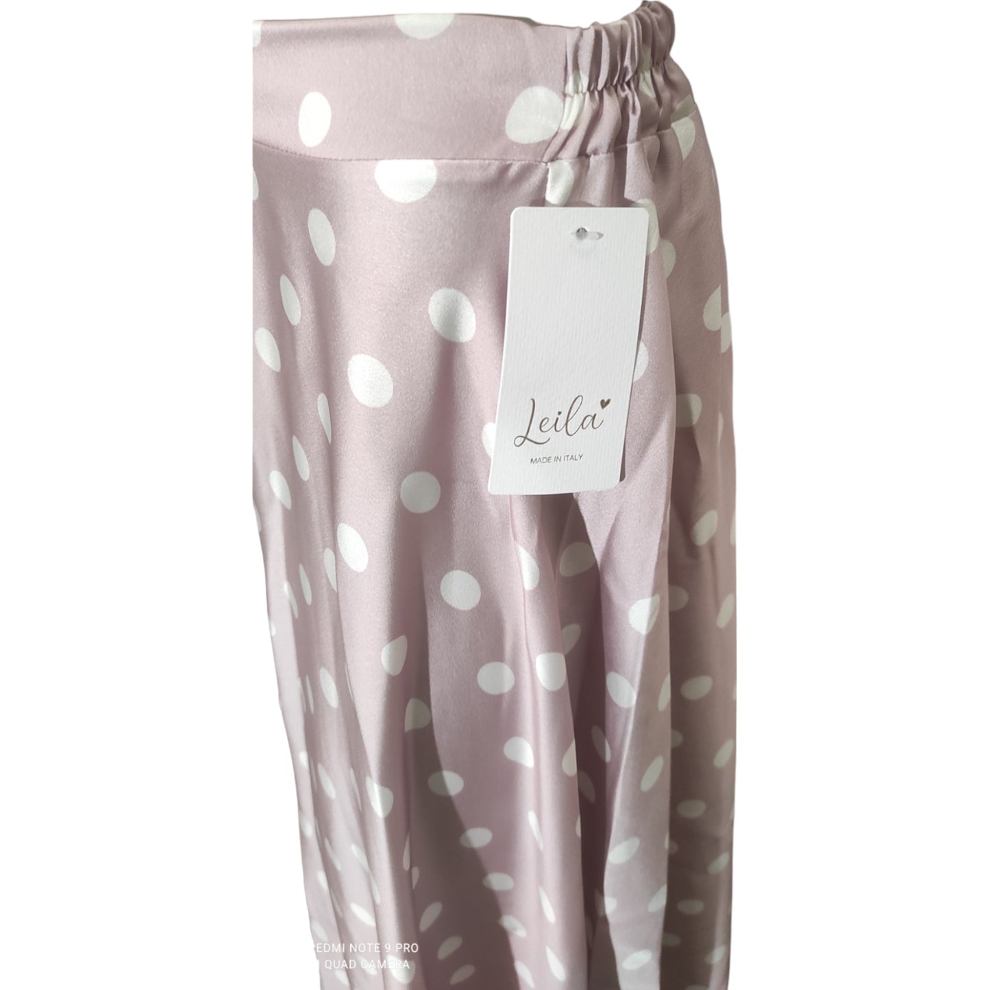 Jupe trapèze rose - motif à pois - Made in Italy