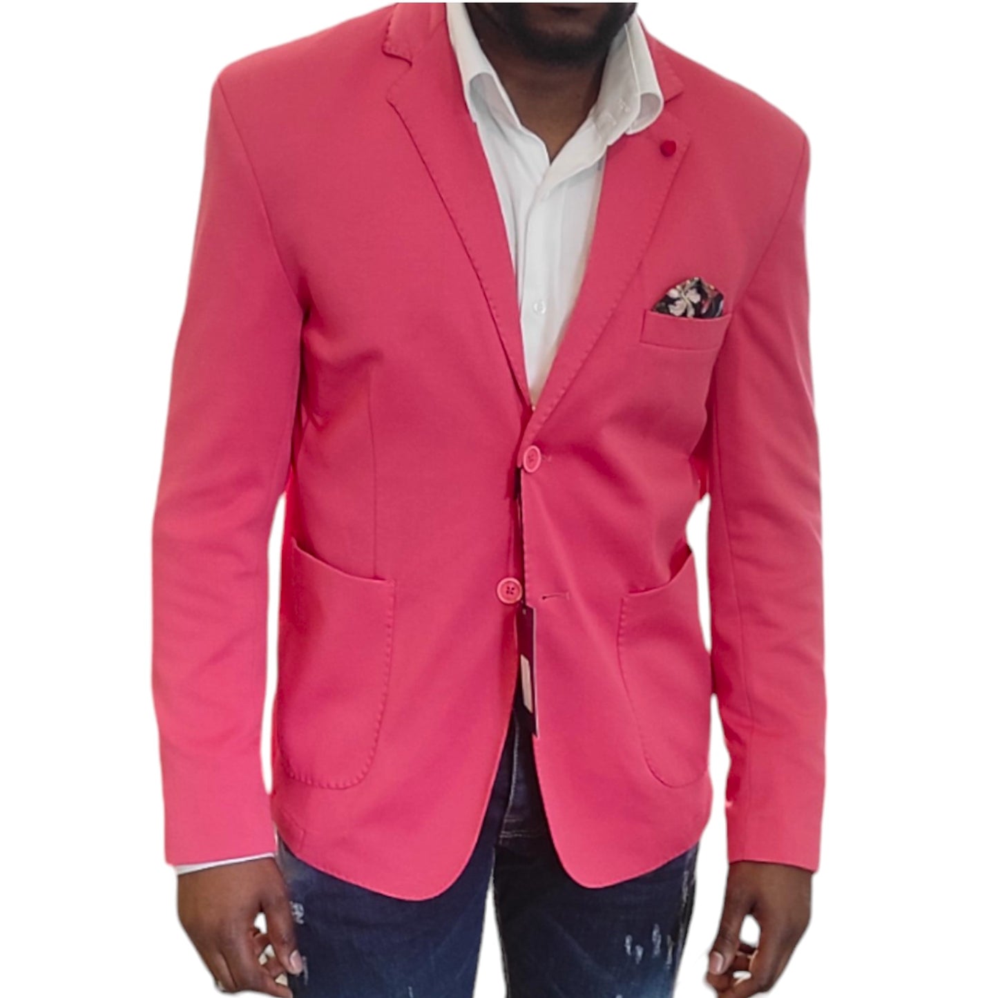 Pink Knitted Sporty Blazer for Men - Casual Elegance Made in Italy