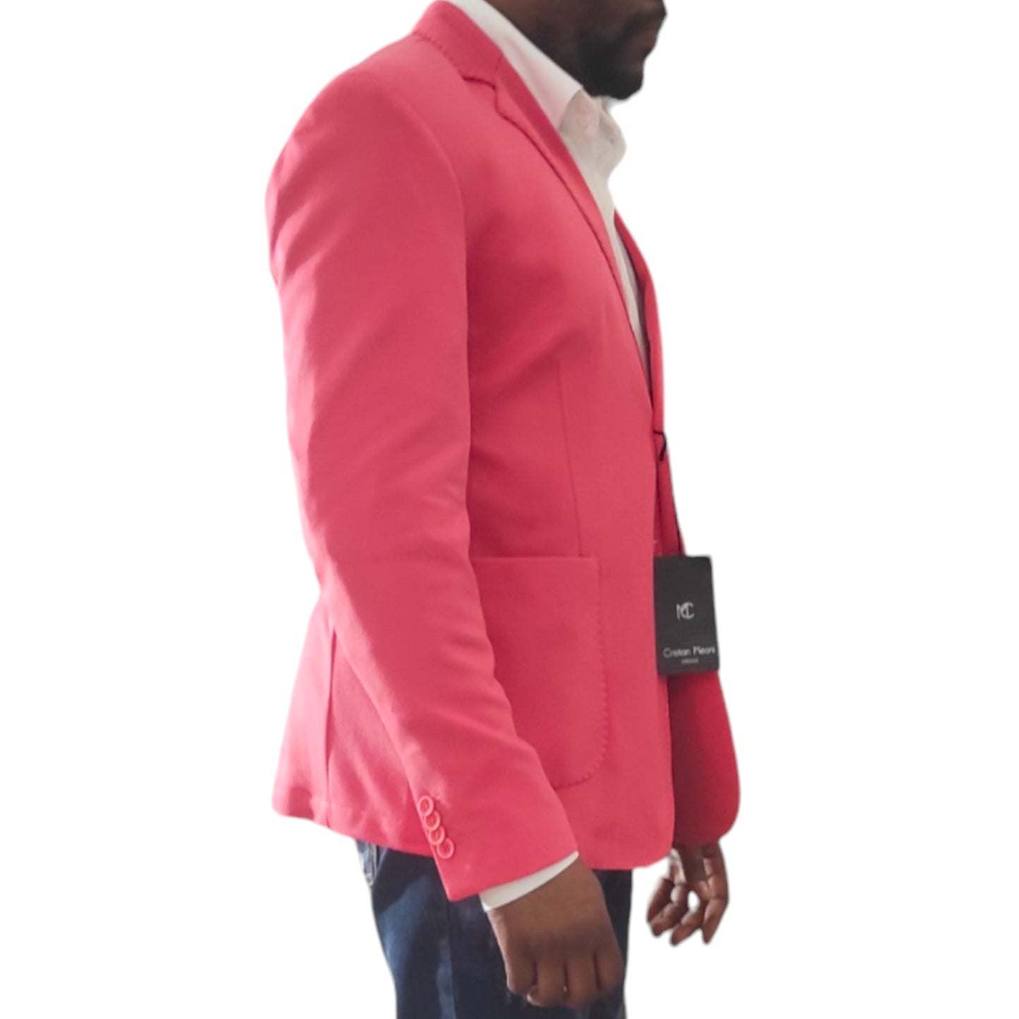 Pink Knitted Sporty Blazer for Men - Casual Elegance Made in Italy