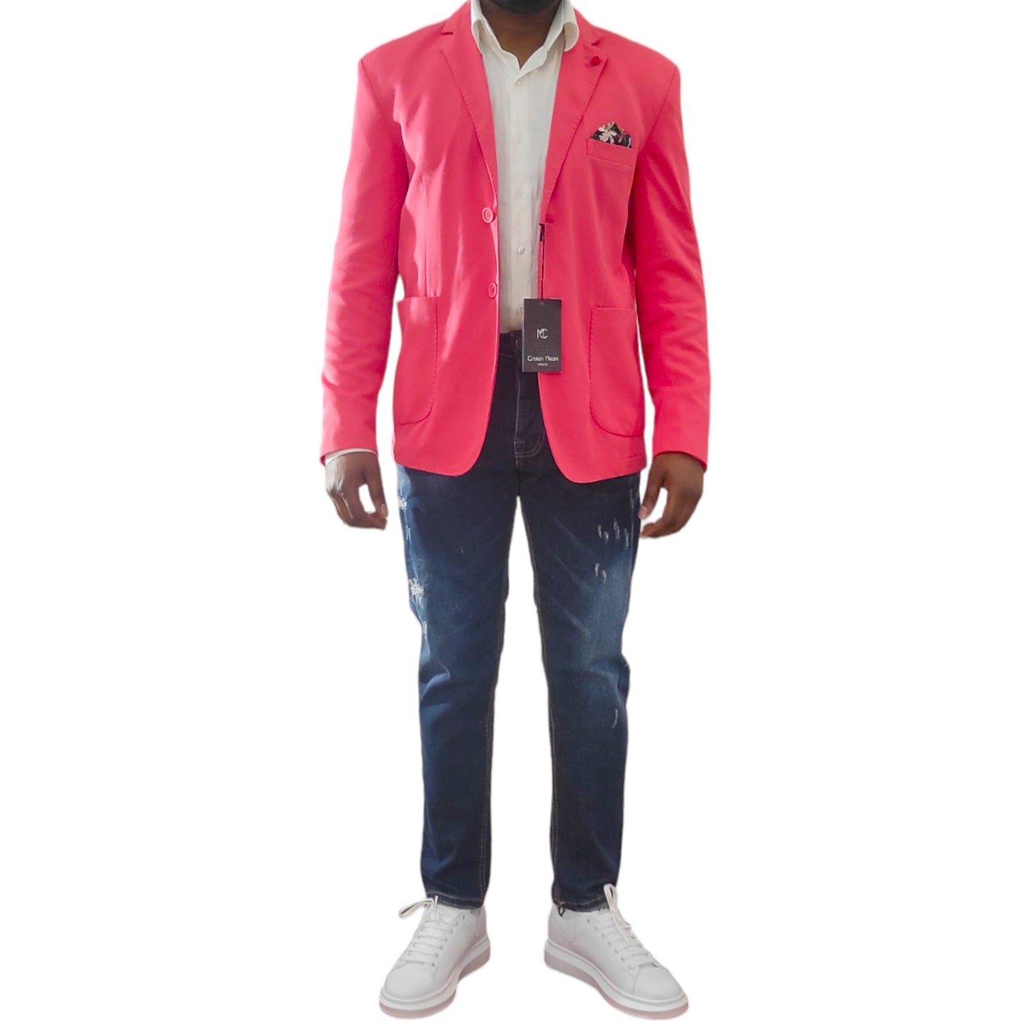 Men's Jacket - Pink Knit Sport Blazer for Men - Casual Elegance - Made in Italy