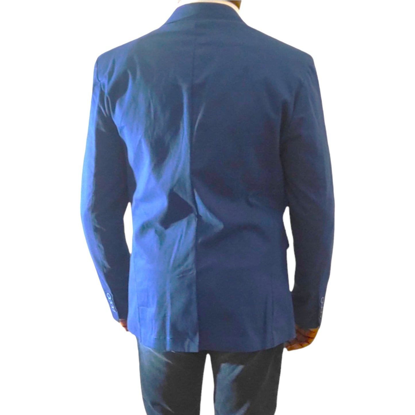 Men's Navy Blue Blazer Jacket - Made in Italy - Heavyweight Fabric, Patch Pocket and Cast