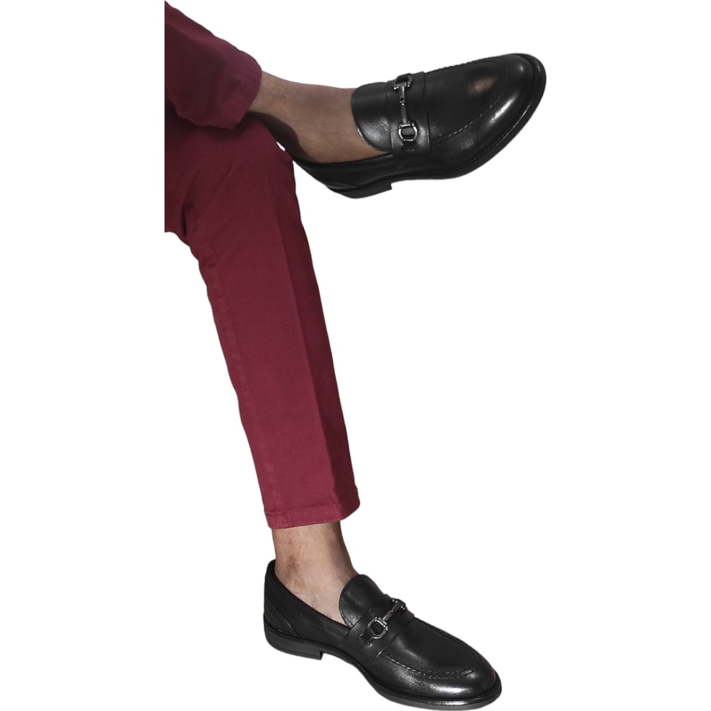 Berna Black Leather Moccasin with Buckle for Men