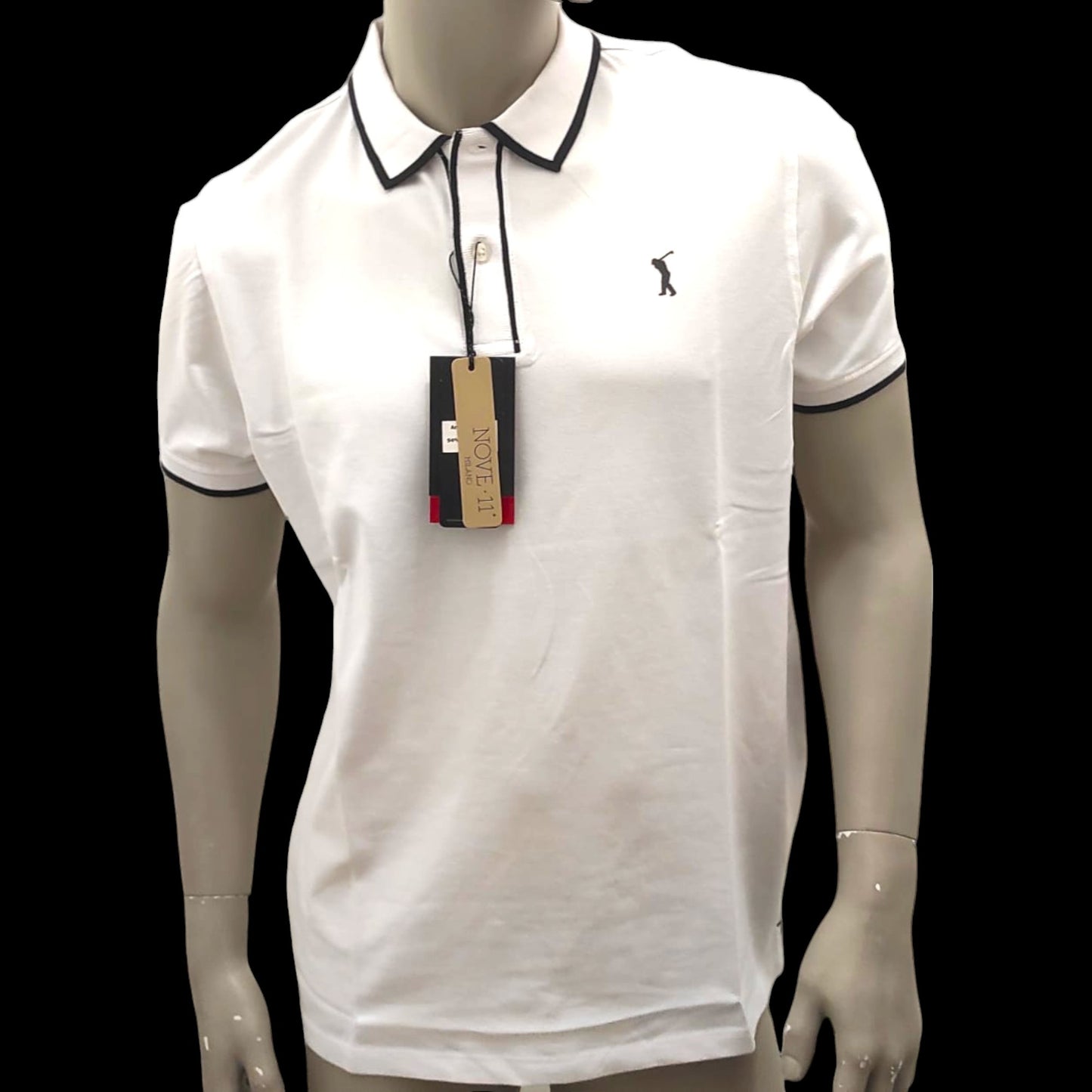 White Stretch Piqué Golf Polo Shirt for Men - NOVE.11.MILANO