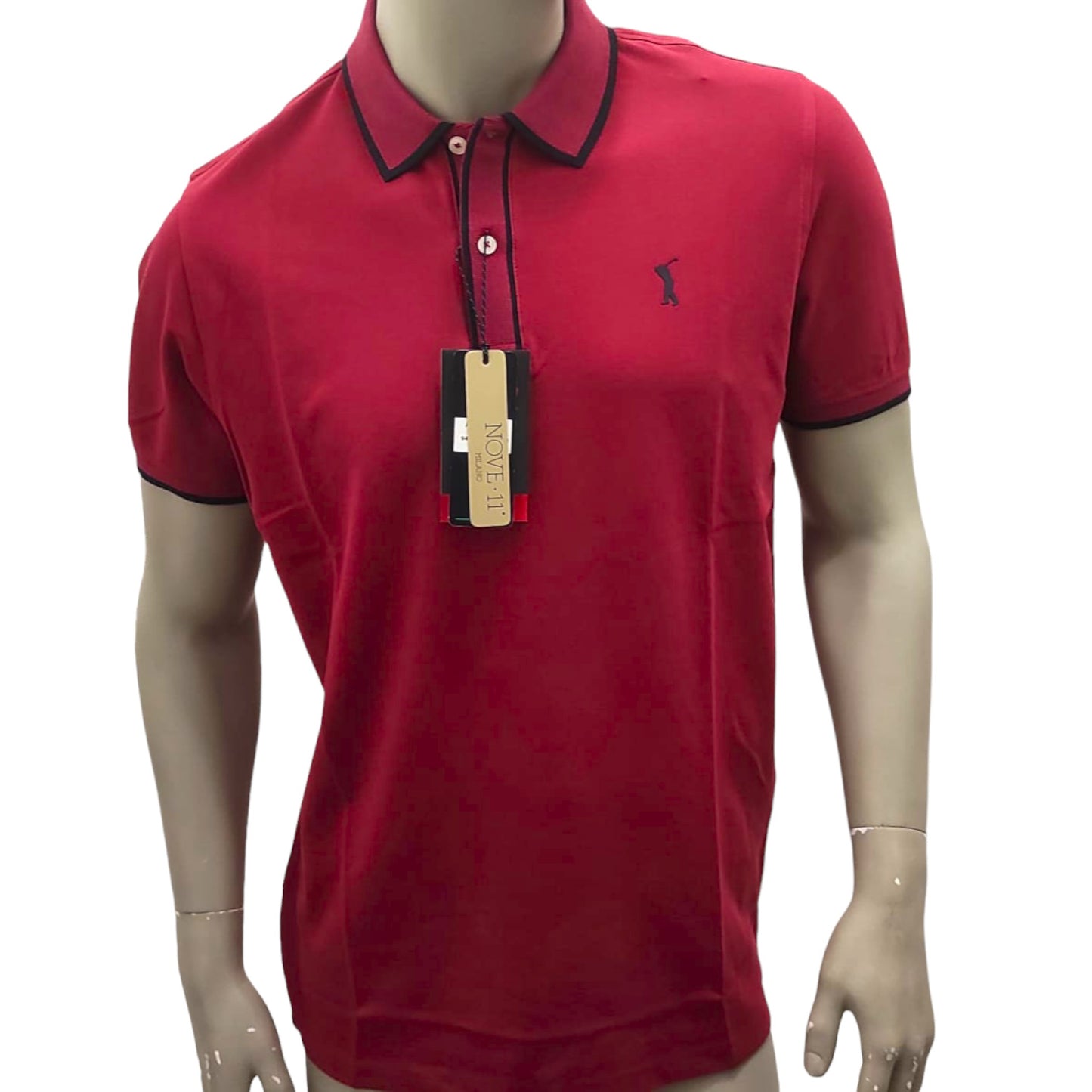Red Pique Stretch Golf Polo Shirt for Men - NOVE.11.MILANO