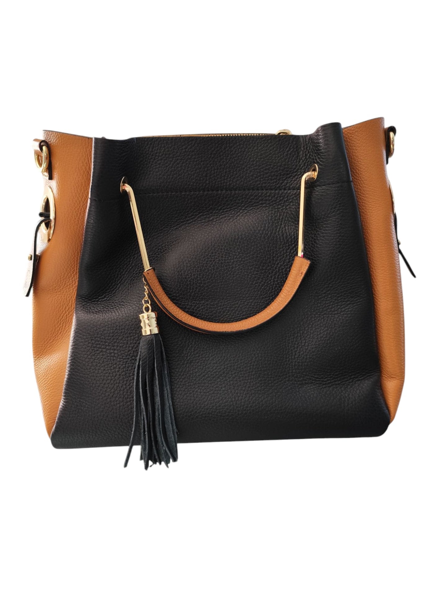 Grand Sac Cabas en Cuir Véritable Bi-Tons – Made in Italy 👜