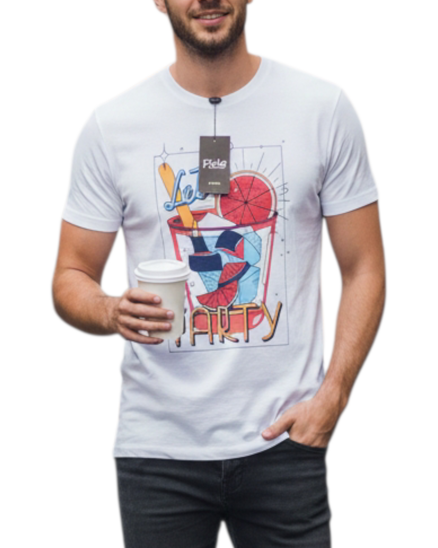 Tee-shirt imprimé de Luxe Blanc Ficko pour Homme - Made in Italy