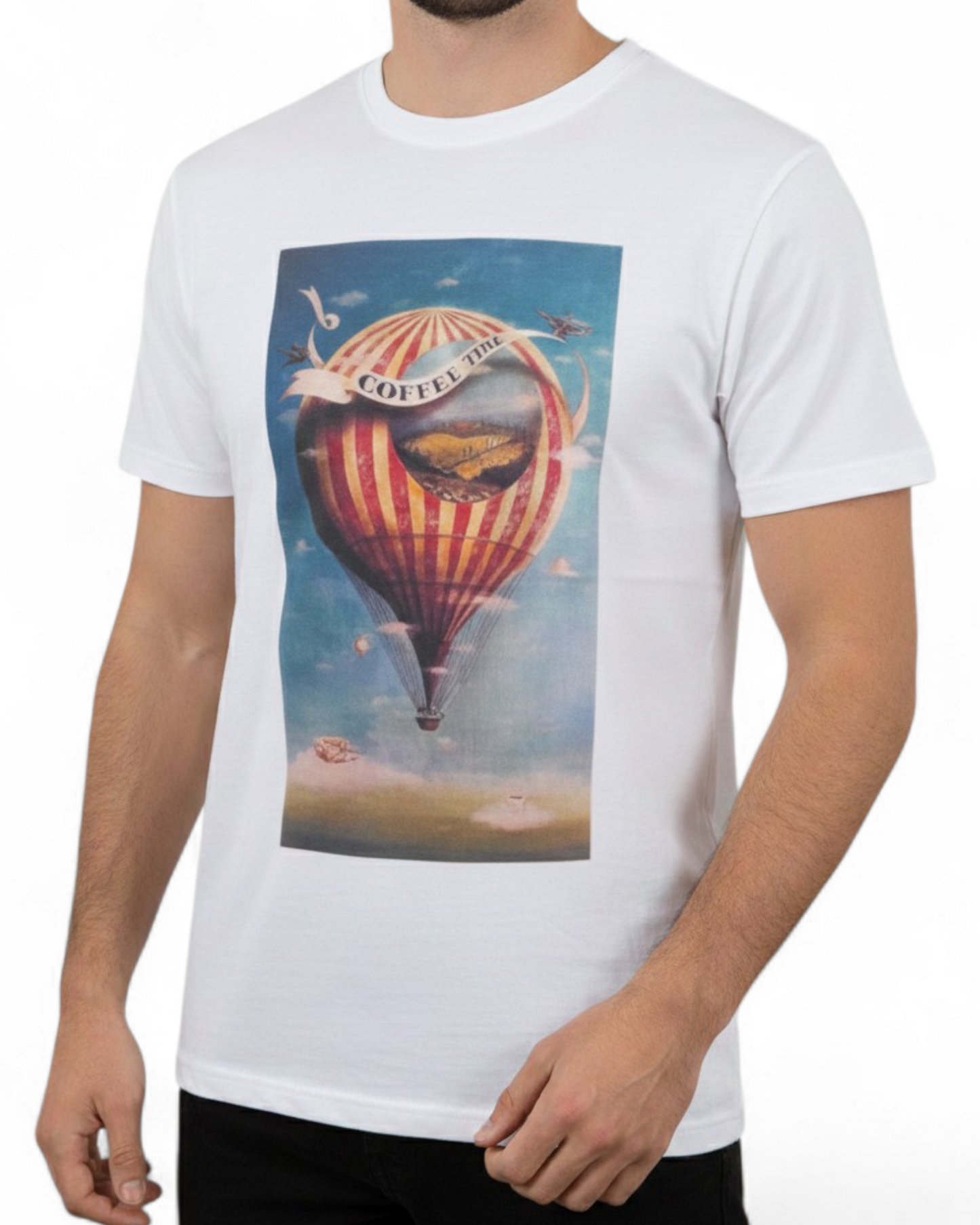 Tee-shirt imprimé de Luxe Blanc Ficko pour Homme - Made in Italy