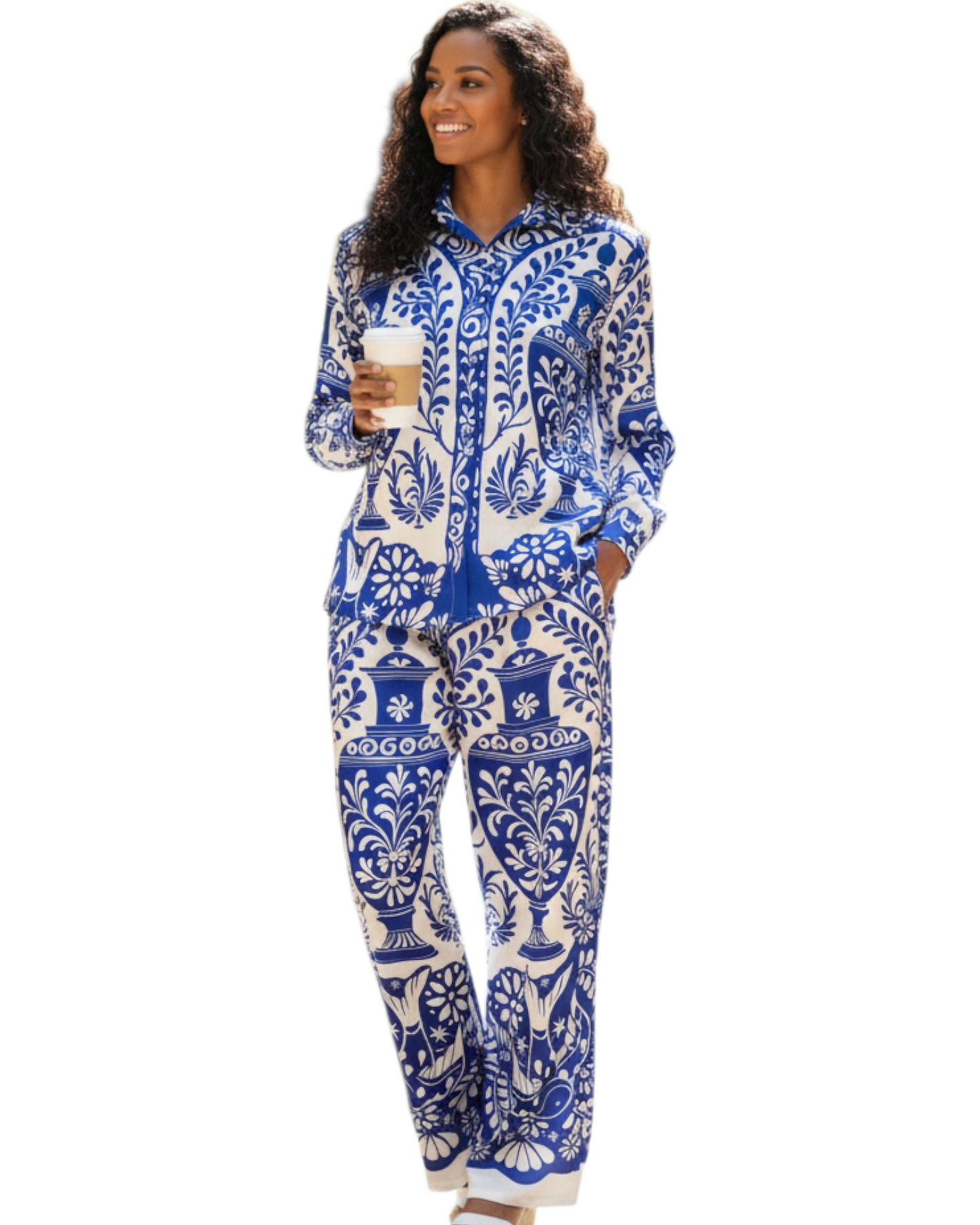 Ensemble en soie “Ornato Bleu” – Vanis