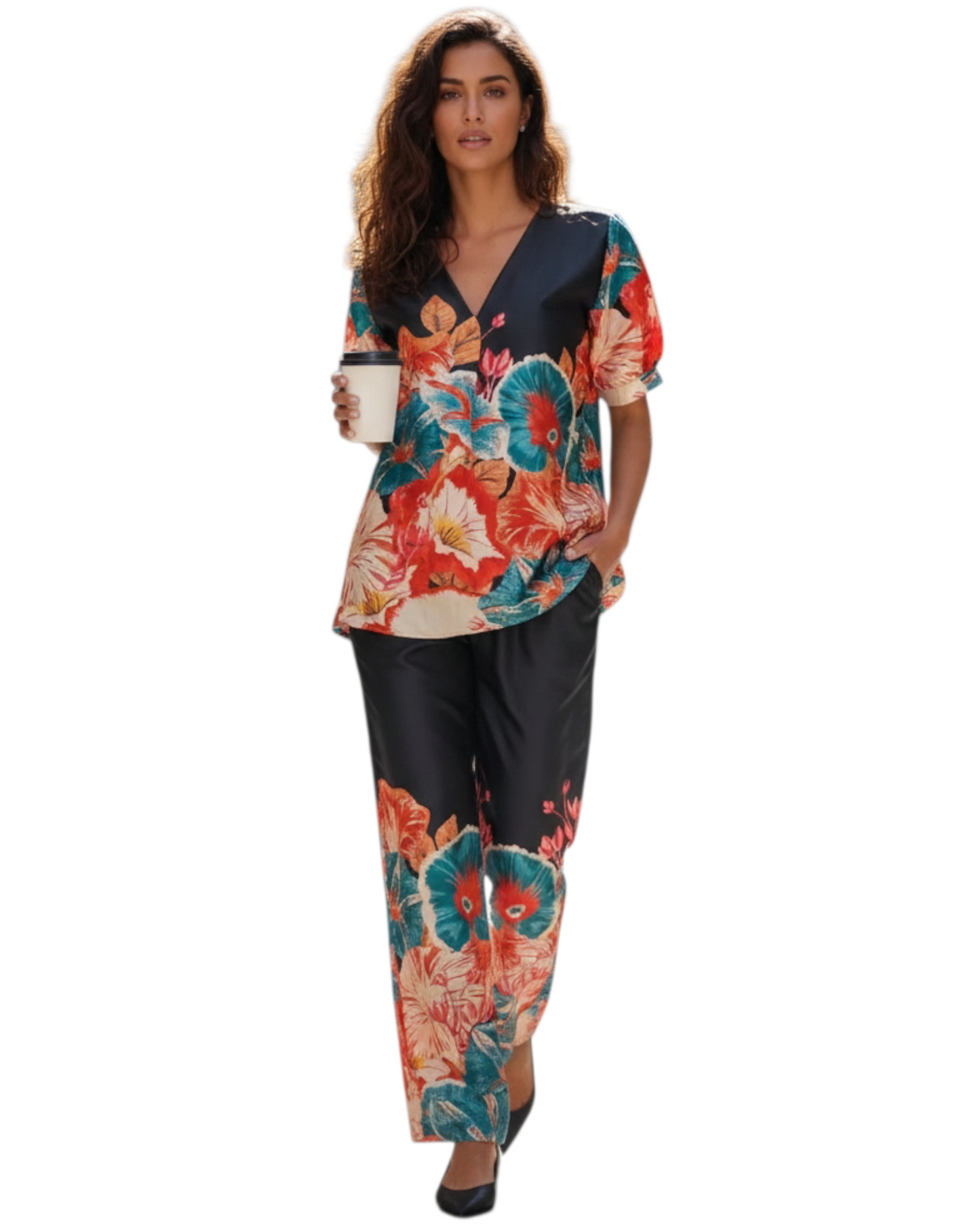 Ensemble en soie “Noir Tropic” – Vanis
