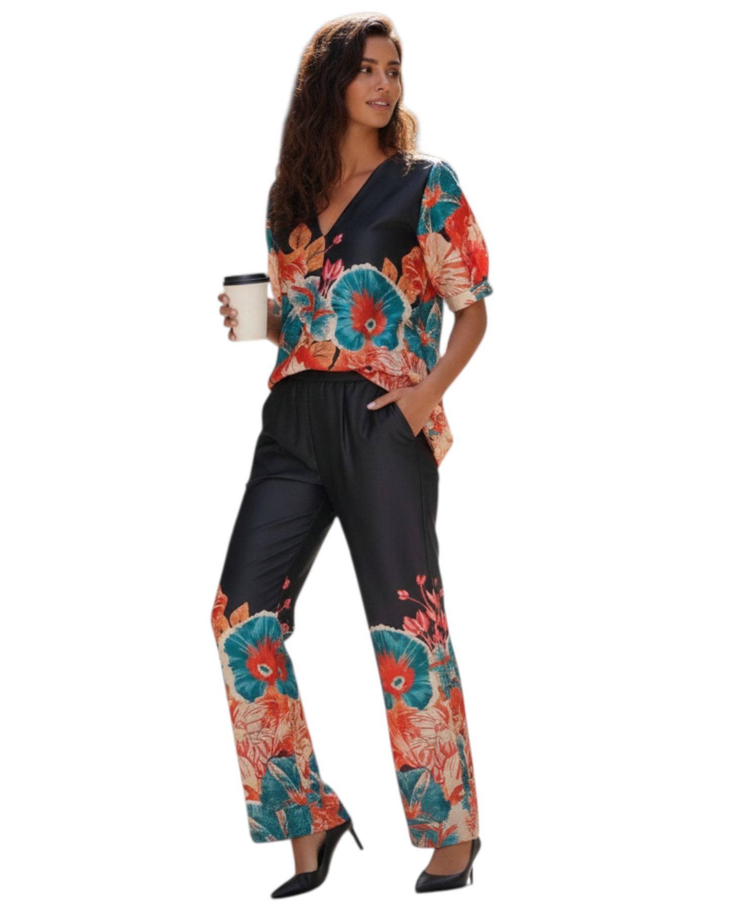Ensemble en soie “Noir Tropic” – Vanis