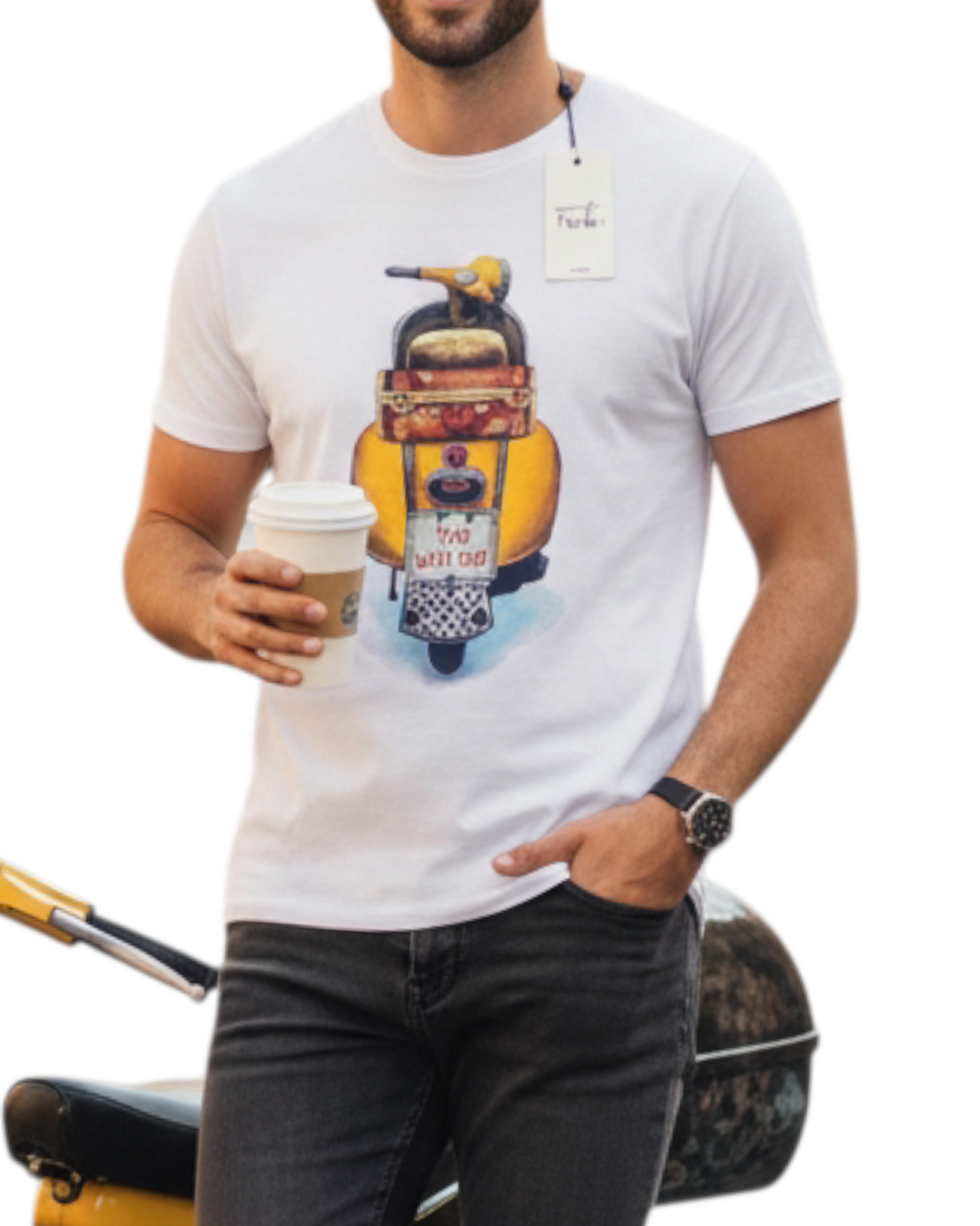 Tee-shirt imprimé de Luxe Blanc Ficko pour Homme - Made in Italy
