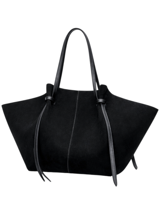 Cabas Suédine Noir à Structure Évasée