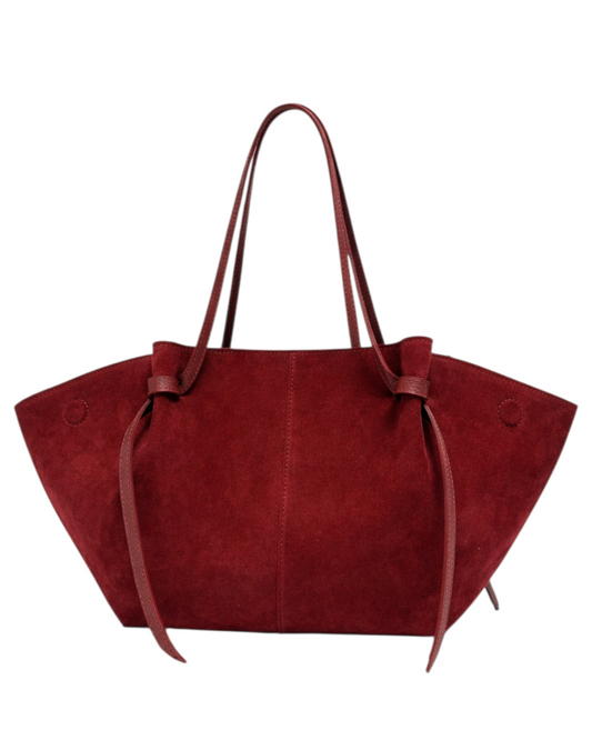 Cabas Suédine Bordeaux à Structure Évasée