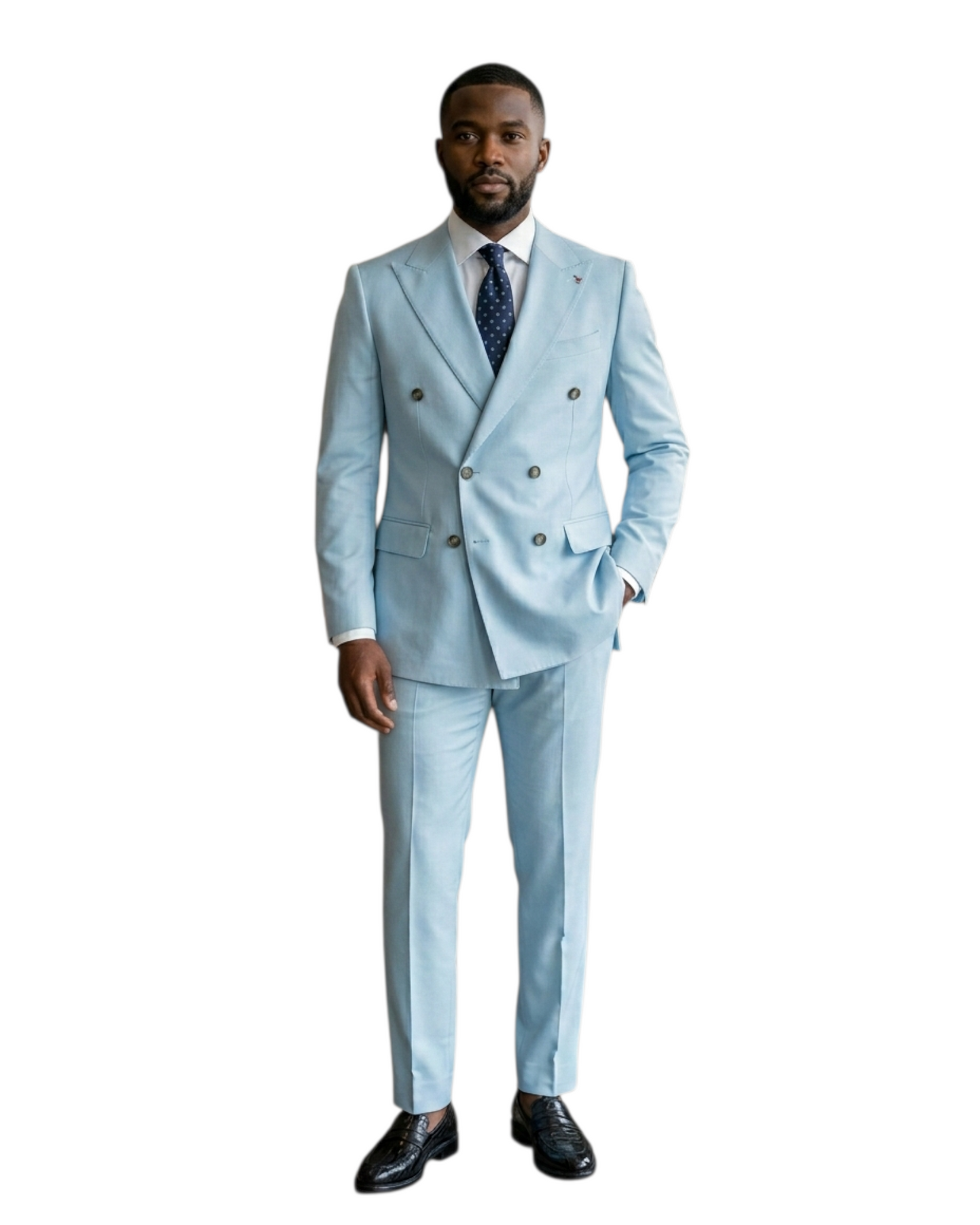 Costume Homme 2 Pièces Bleu Ciel Croisé – Andrea Marinelli | Double Boutonnage | Made in Italy | Mariage & Cérémonie