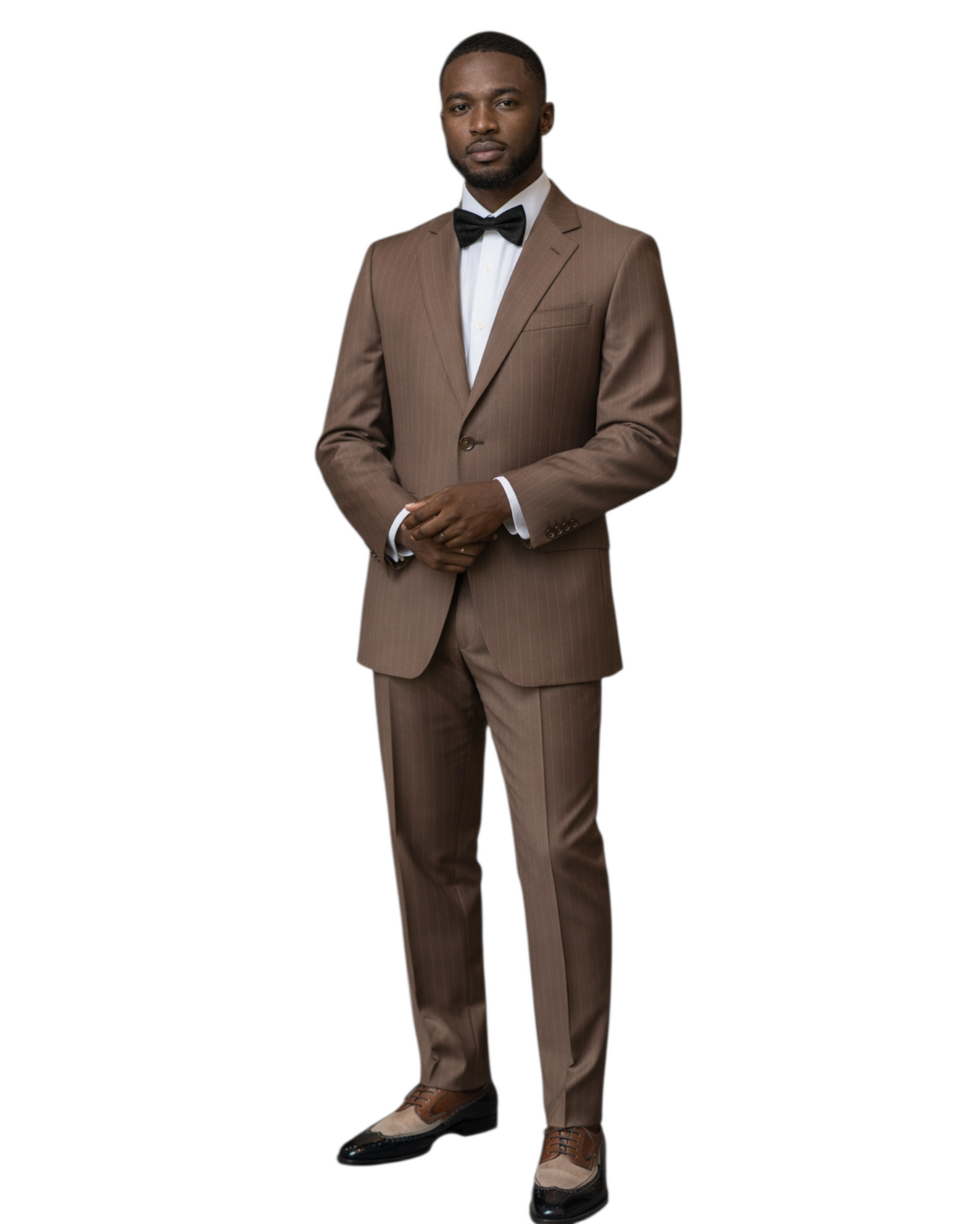 Costume Homme 2 Pièces Brun Chocolat Rayures – Andrea Marinelli | Coupe Classique | Made in Italy | Gala & Événement