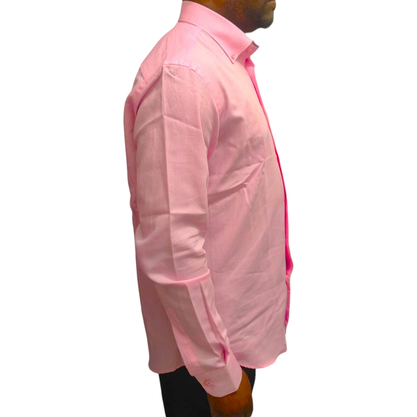 Chemise rose coton piqué Homme à col boutonné slim PMT FASHION Made in Italy