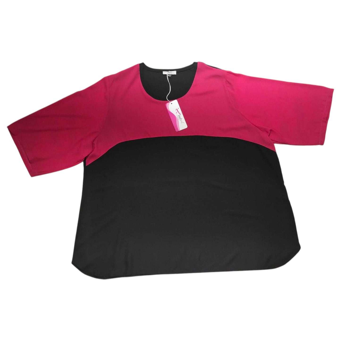 Tee-shirt CASACCA GEORGETTE BICOLORE Rouge Noir de Lady XL