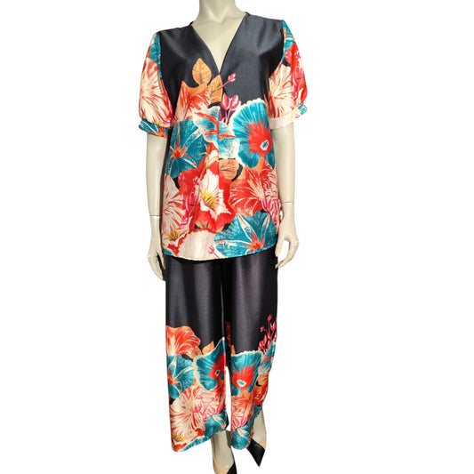 Ensemble en soie “Noir Tropic” – Vanis