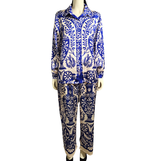 Ensemble en soie “Ornato Bleu” – Vanis