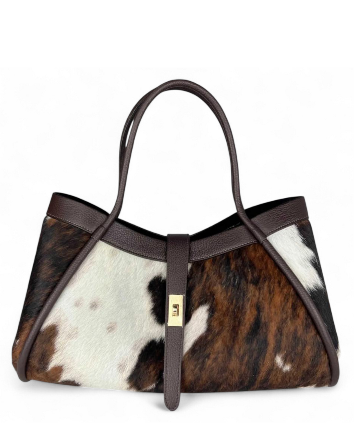 Sac Besace en Cuir Façon Poulain Tricolore