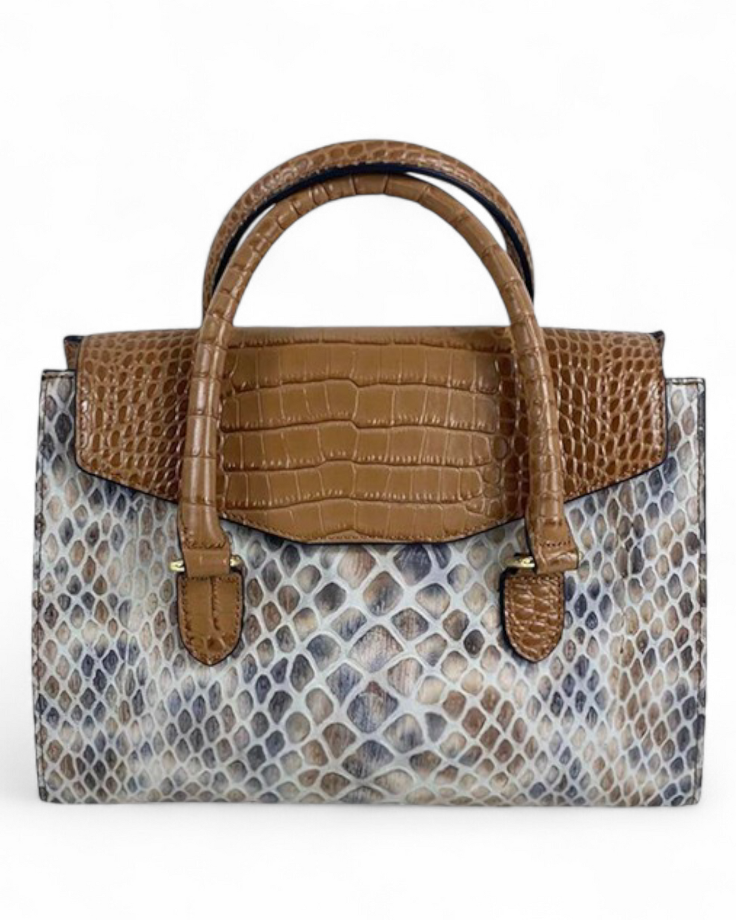 Sac à main bimatière python & croco