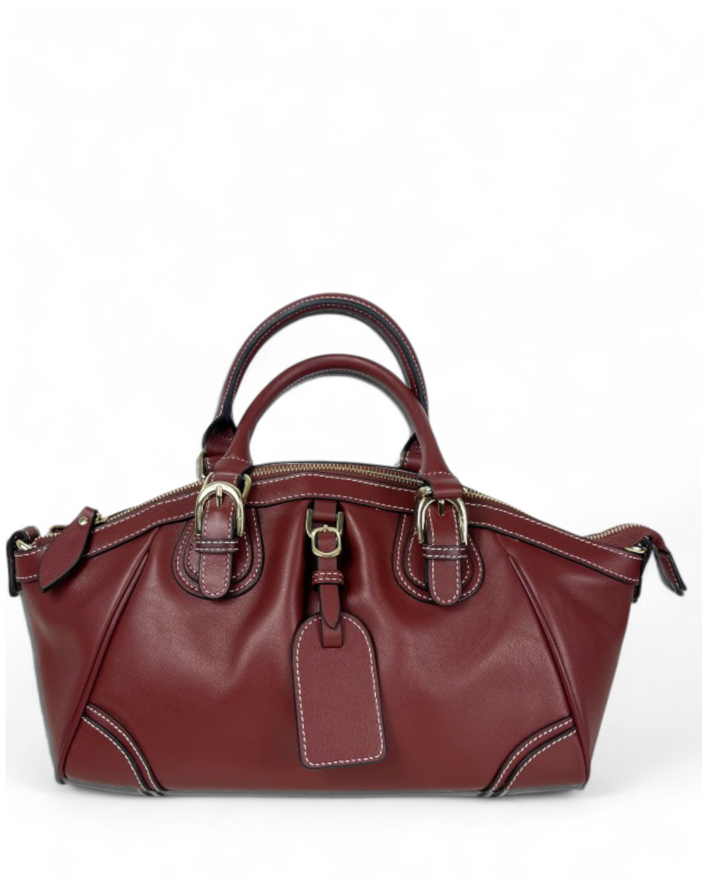 Sac bowling en cuir lisse bordeaux