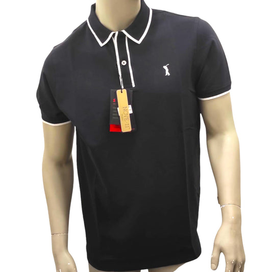 Polo Golf noir Piqué Stretch pour Homme - NOVE.11.MILANO - Made in Italy