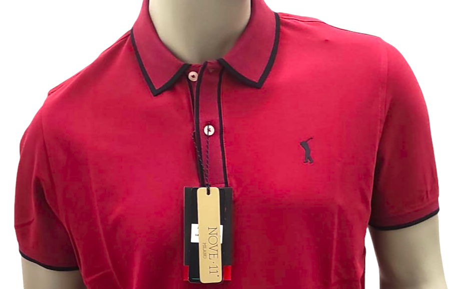 Polo Golf Rouge Piqué Stretch pour Homme - NOVE.11.MILANO - Made in Italy