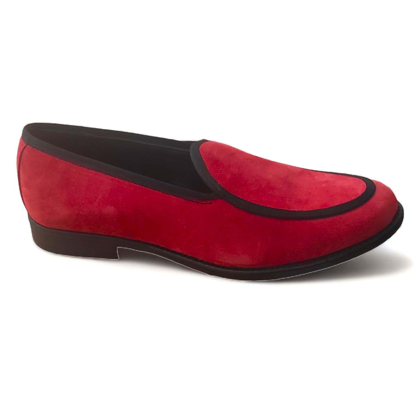 Mocassin italien luxe en Daim rouge pour Homme