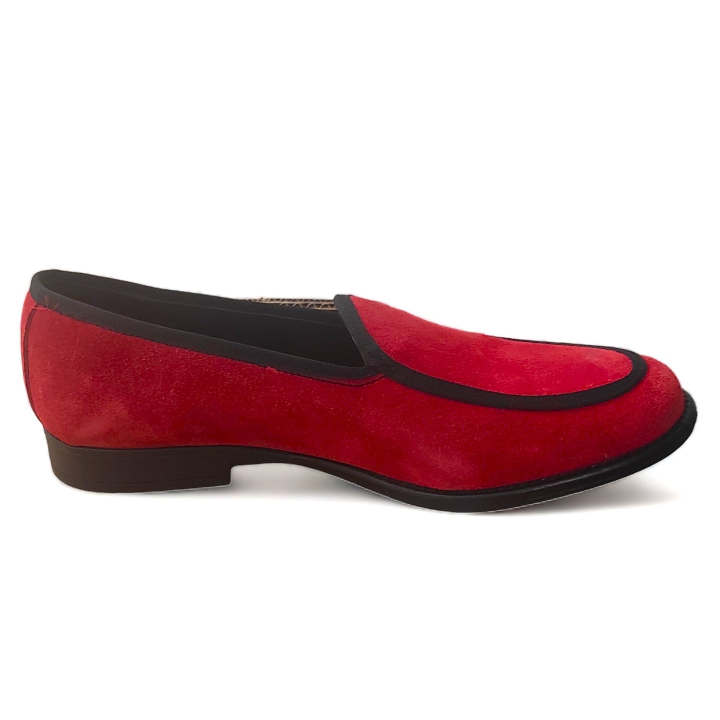 Mocassin italien luxe en Daim rouge pour Homme