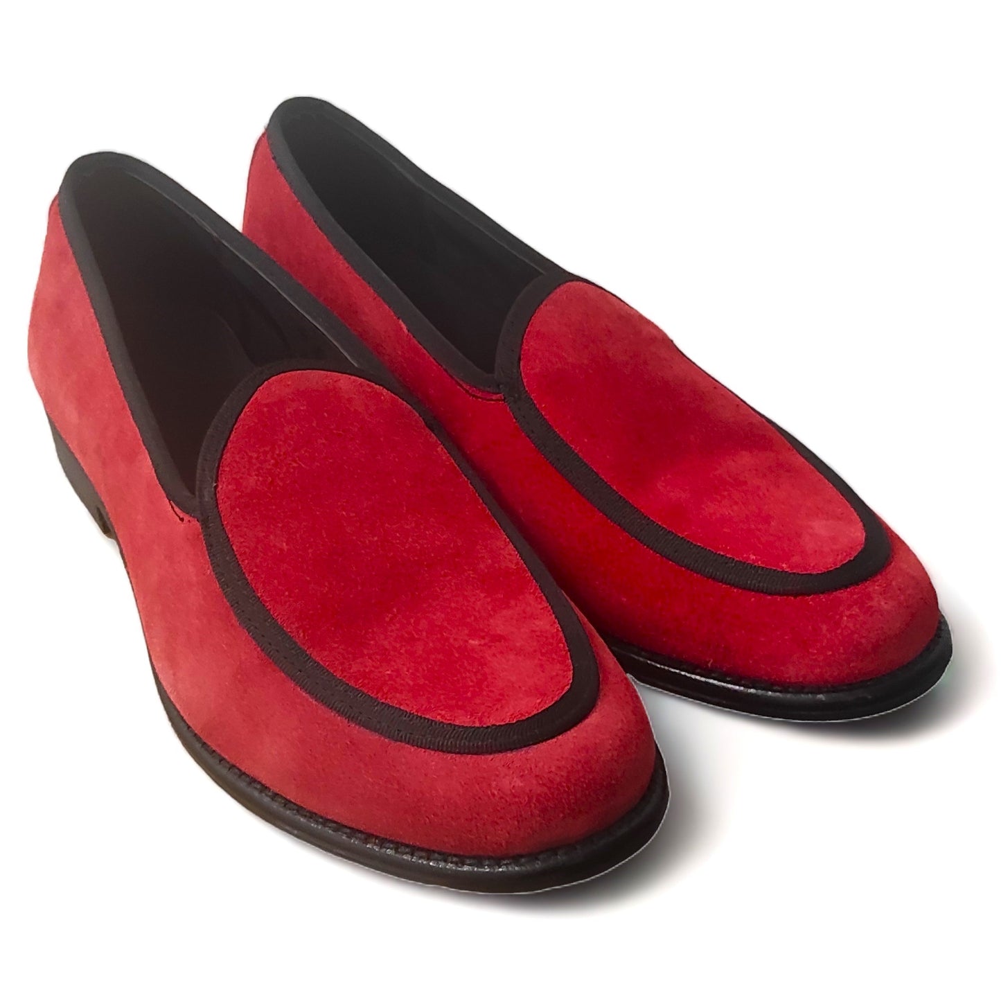 Mocassin italien luxe en Daim rouge pour Homme