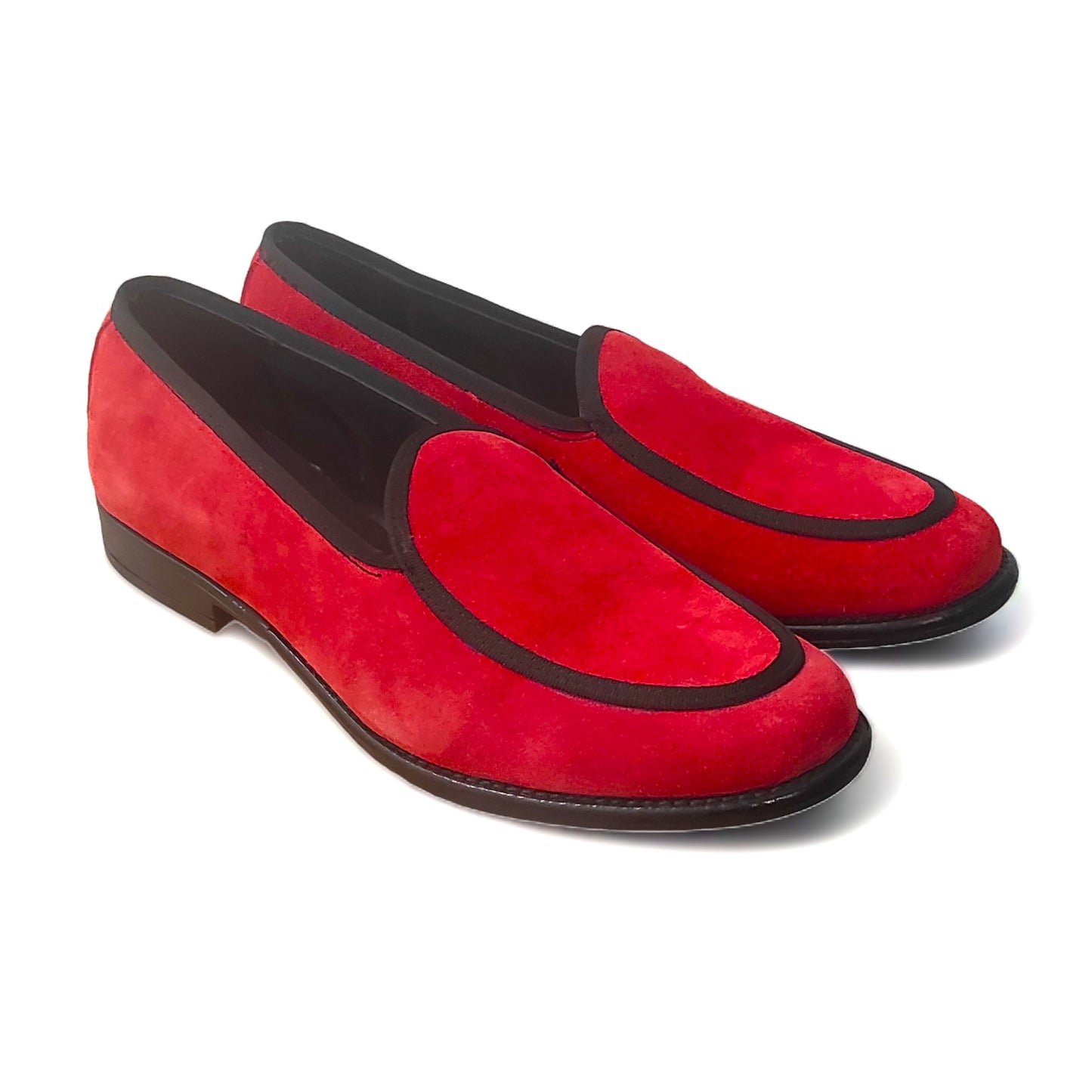 Mocassin italien luxe en Daim rouge pour Homme