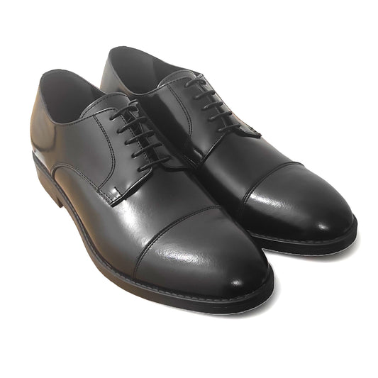 Derby Francesco Ranieri en cuir noir pour Homme Made in Italy