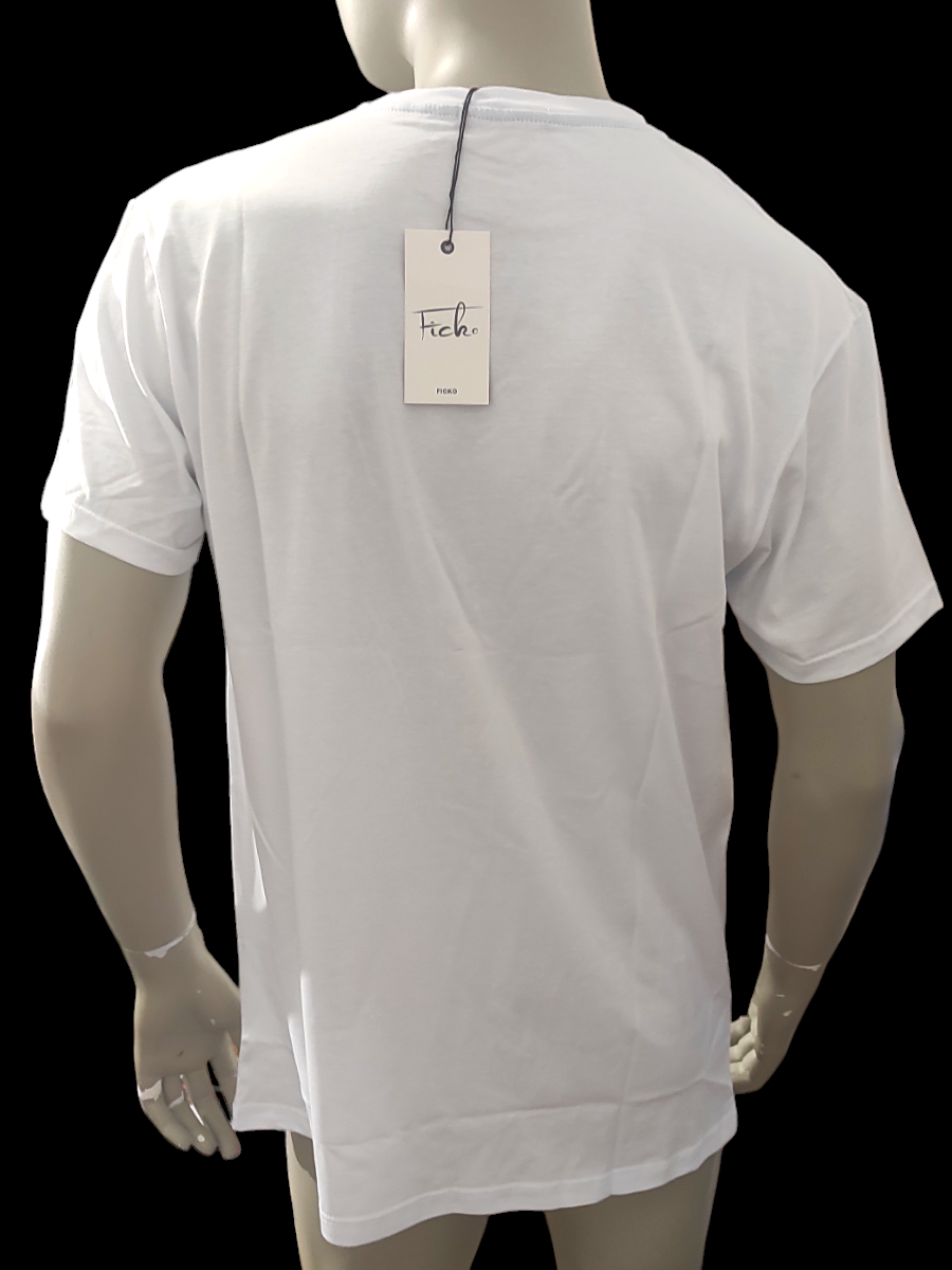 Tee-shirt imprimé de Luxe Blanc Ficko pour Homme - Made in Italy