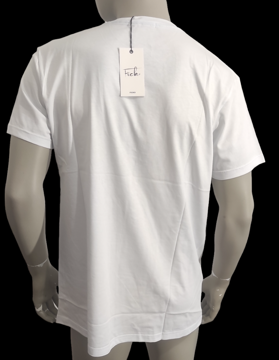 Tee-shirt imprimé de Luxe Blanc Ficko pour Homme - Made in Italy