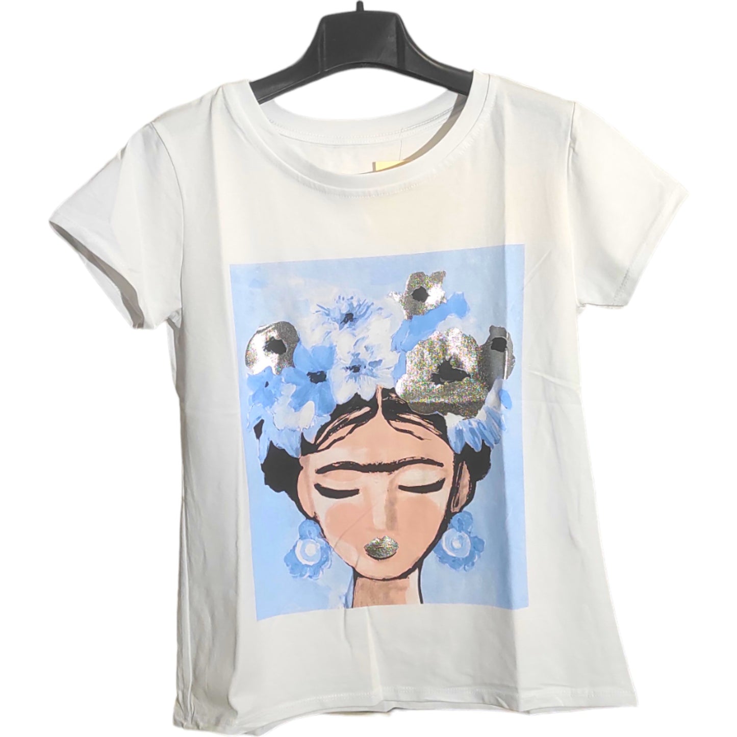 Tee-shirt imprimé Coiffure pour Femme col Rond Made in Italy